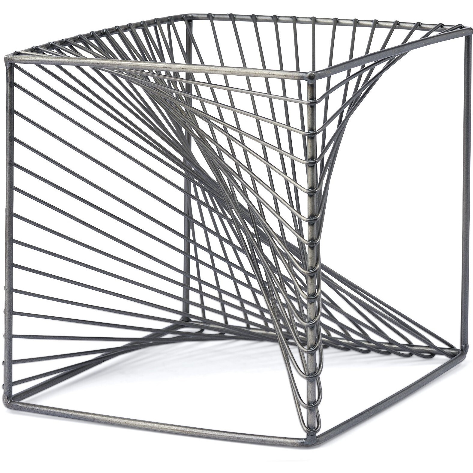 Contemporary Gray Metal Cubed Decor Piece