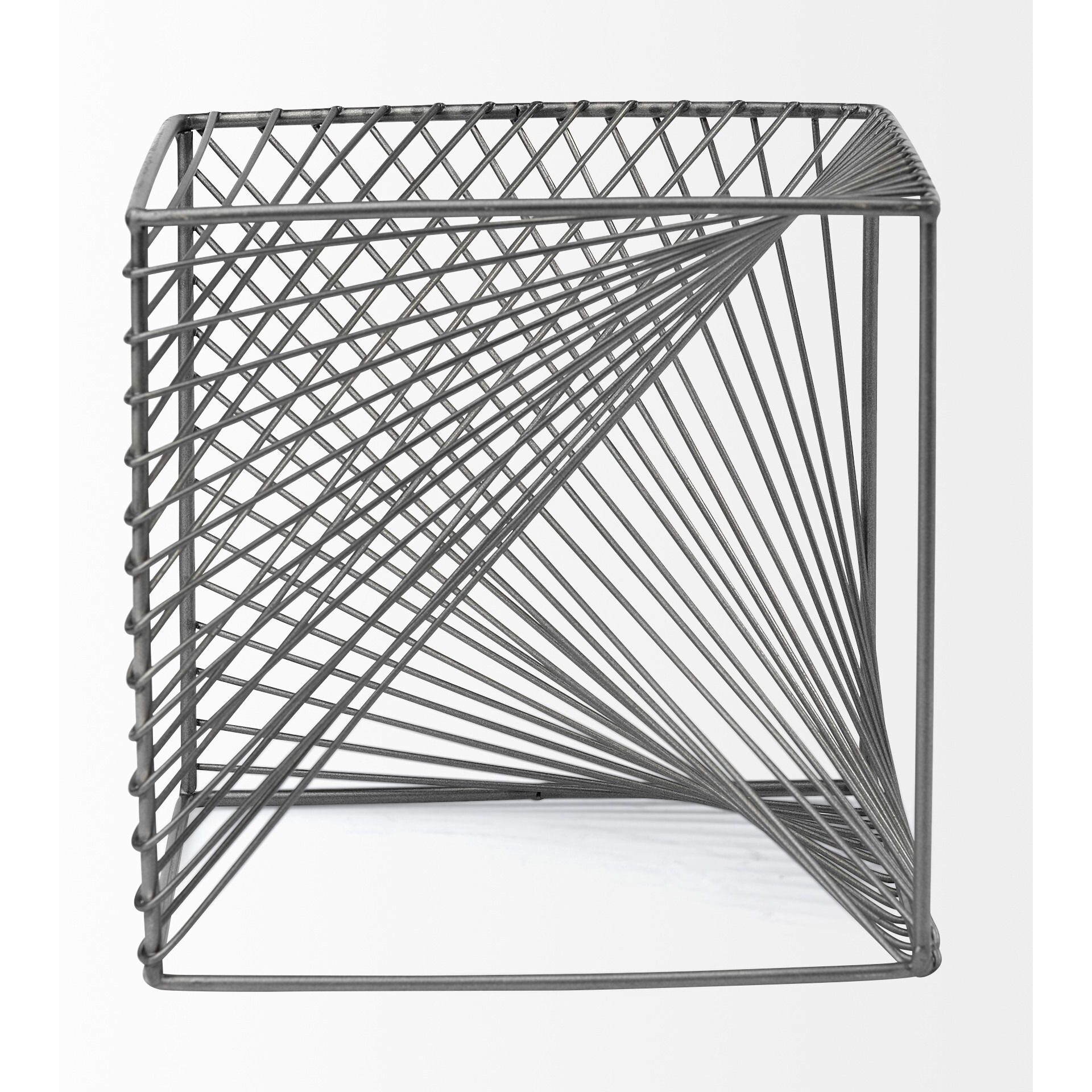 Contemporary Gray Metal Cubed Decor Piece