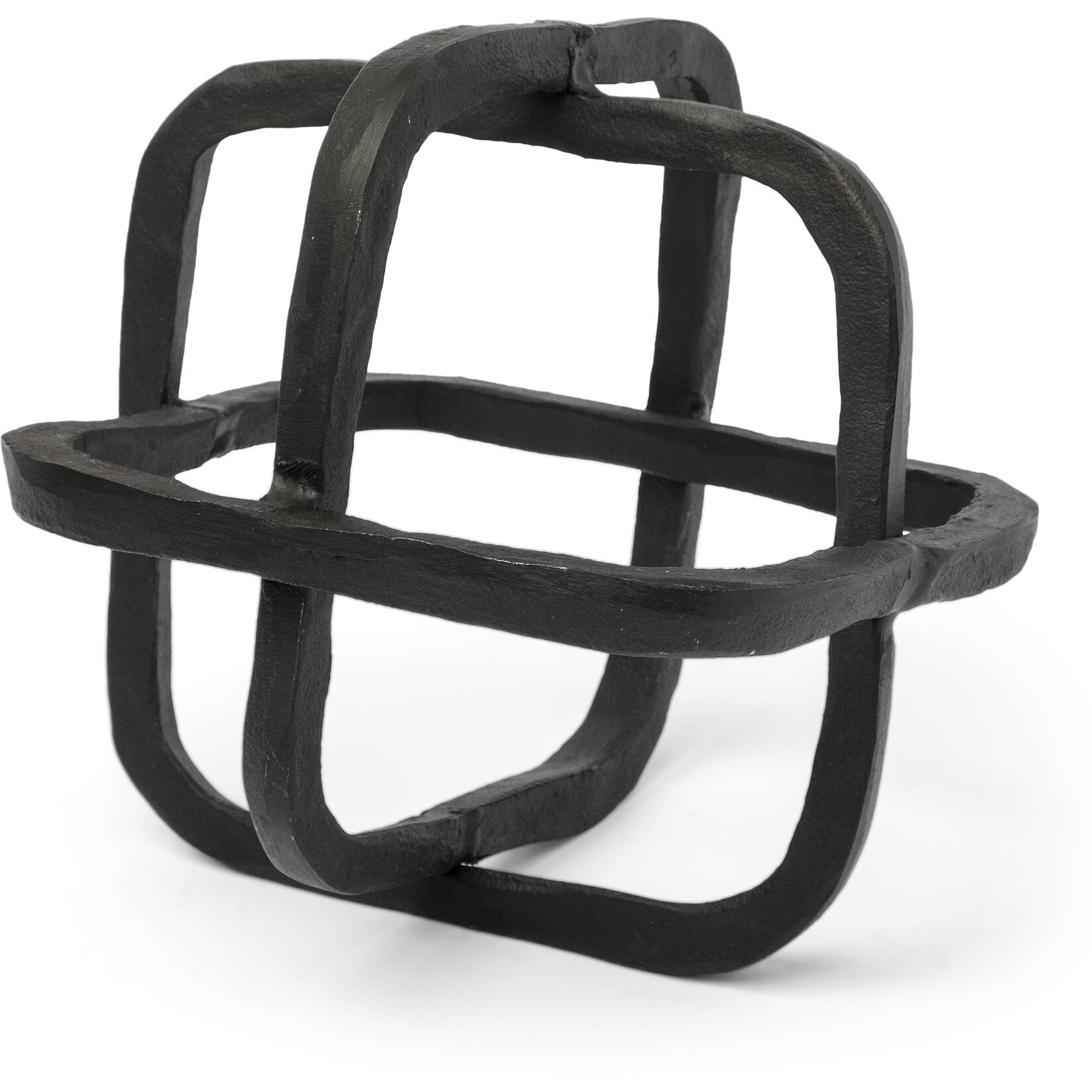 Black Metal Cube Shaped Link Sculpture