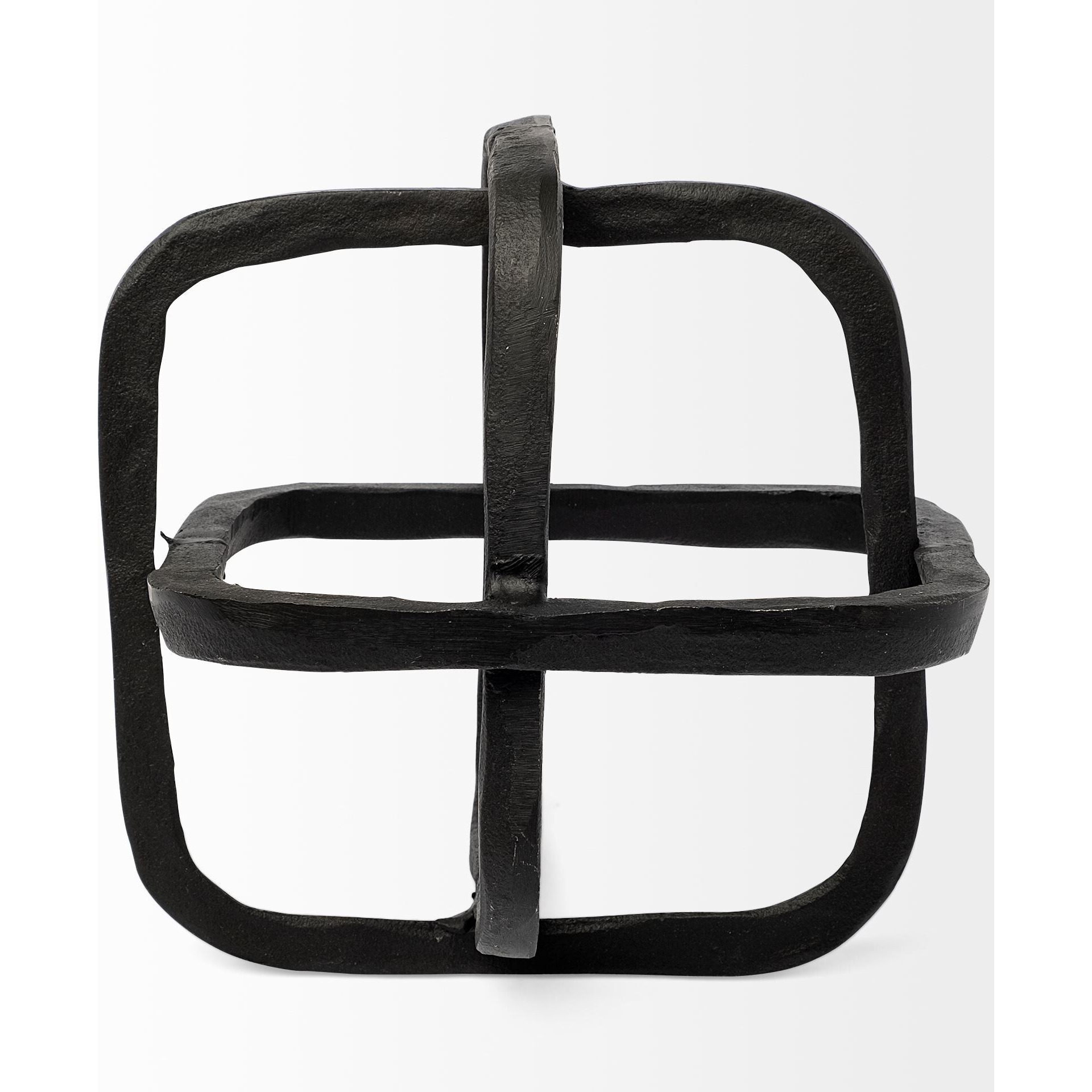 Black Metal Cube Shaped Link Sculpture