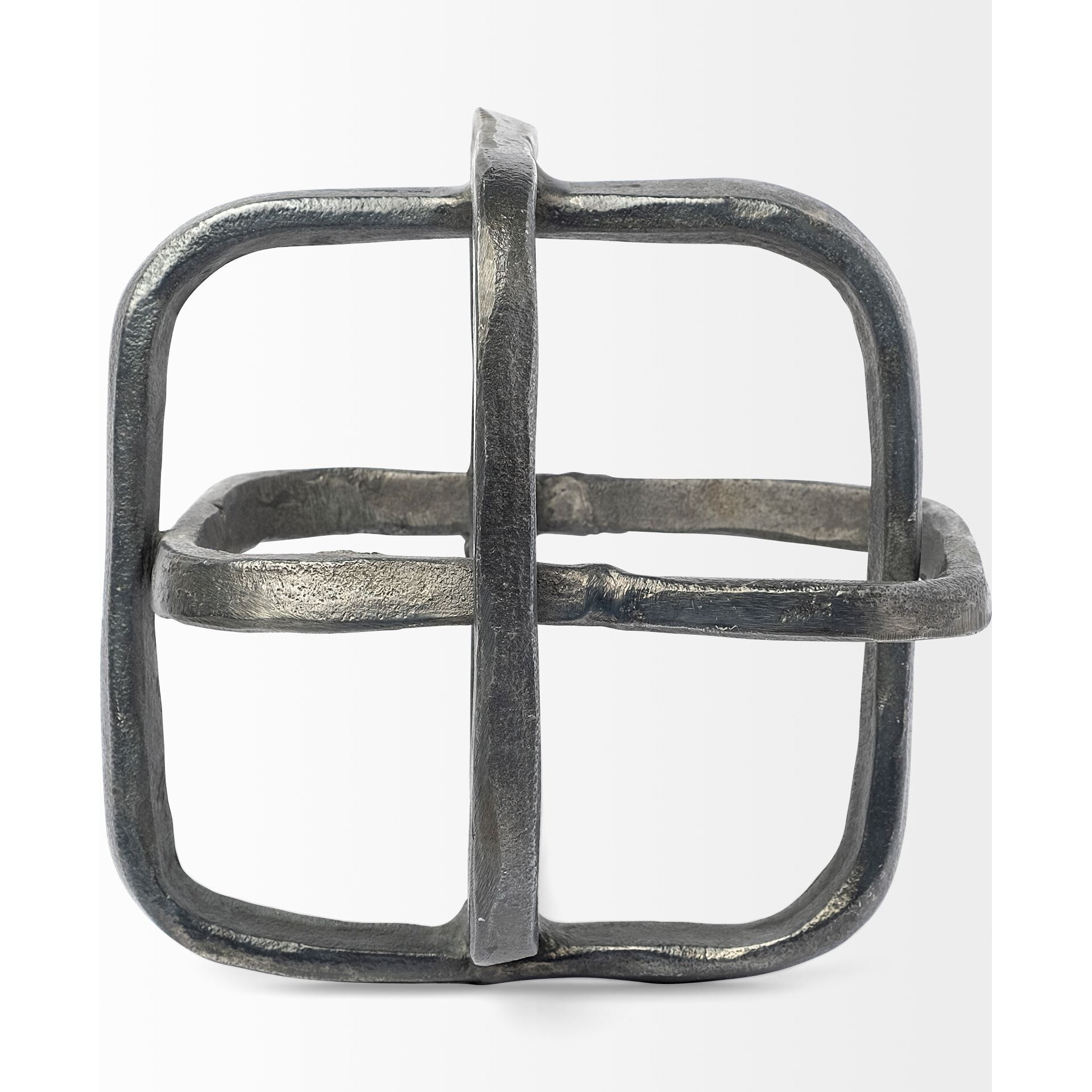 Silver Metal Cubed Shaped Link Sculpture