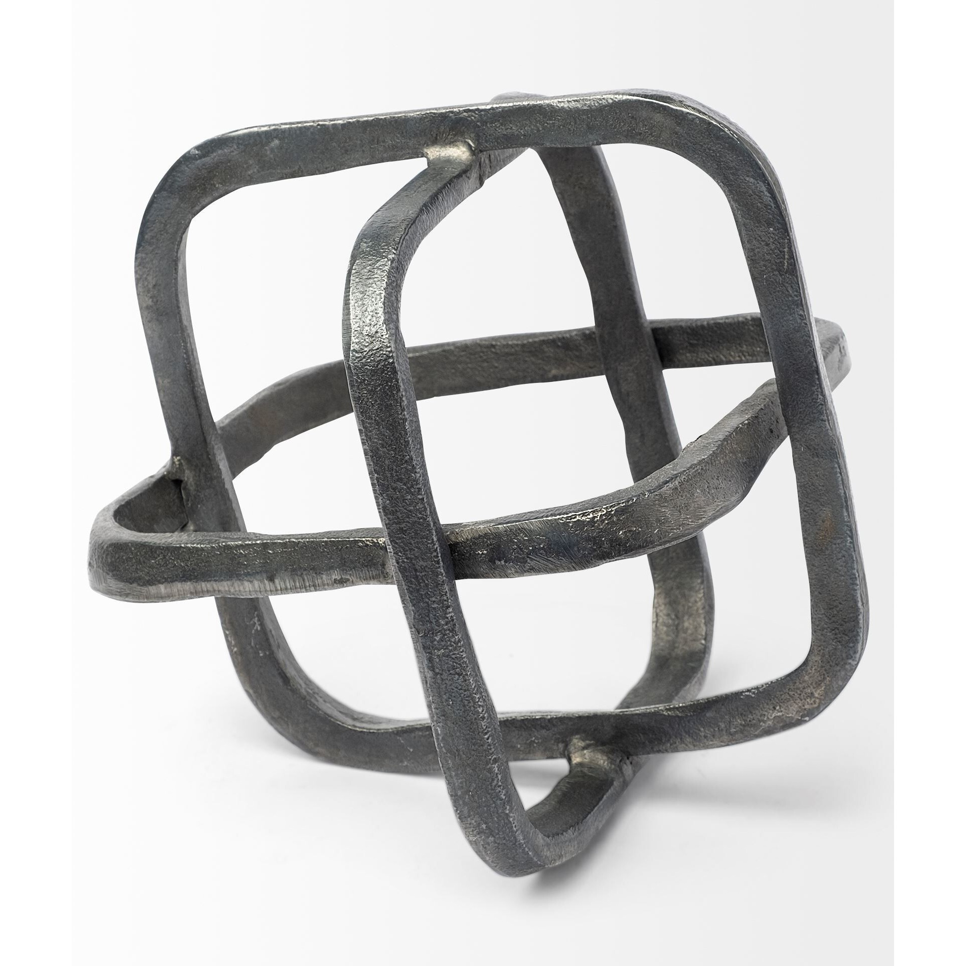 Silver Metal Cubed Shaped Link Sculpture