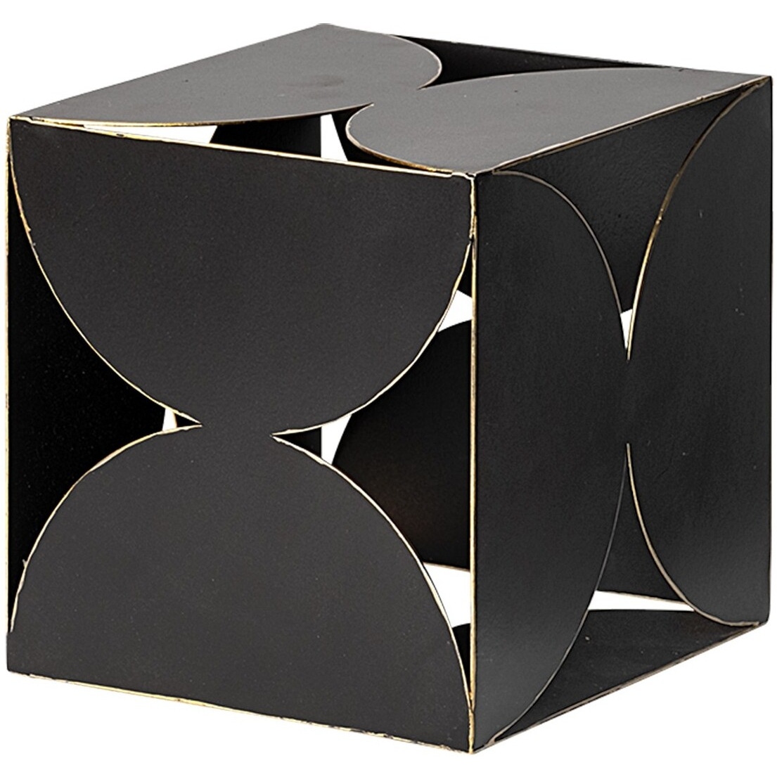 6"" Contemporary Black Metal Geo Cube Sculpture