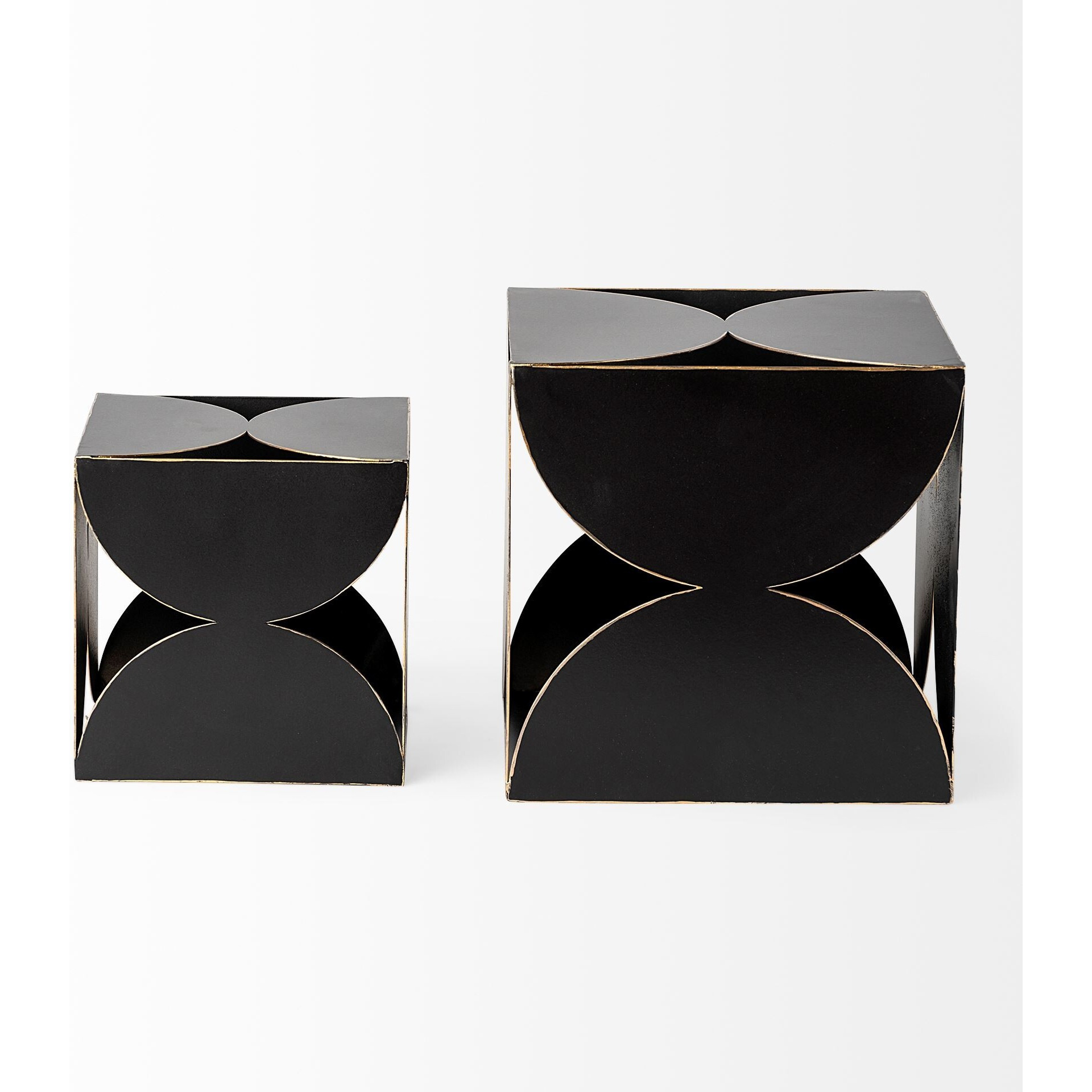 6"" Contemporary Black Metal Geo Cube Sculpture