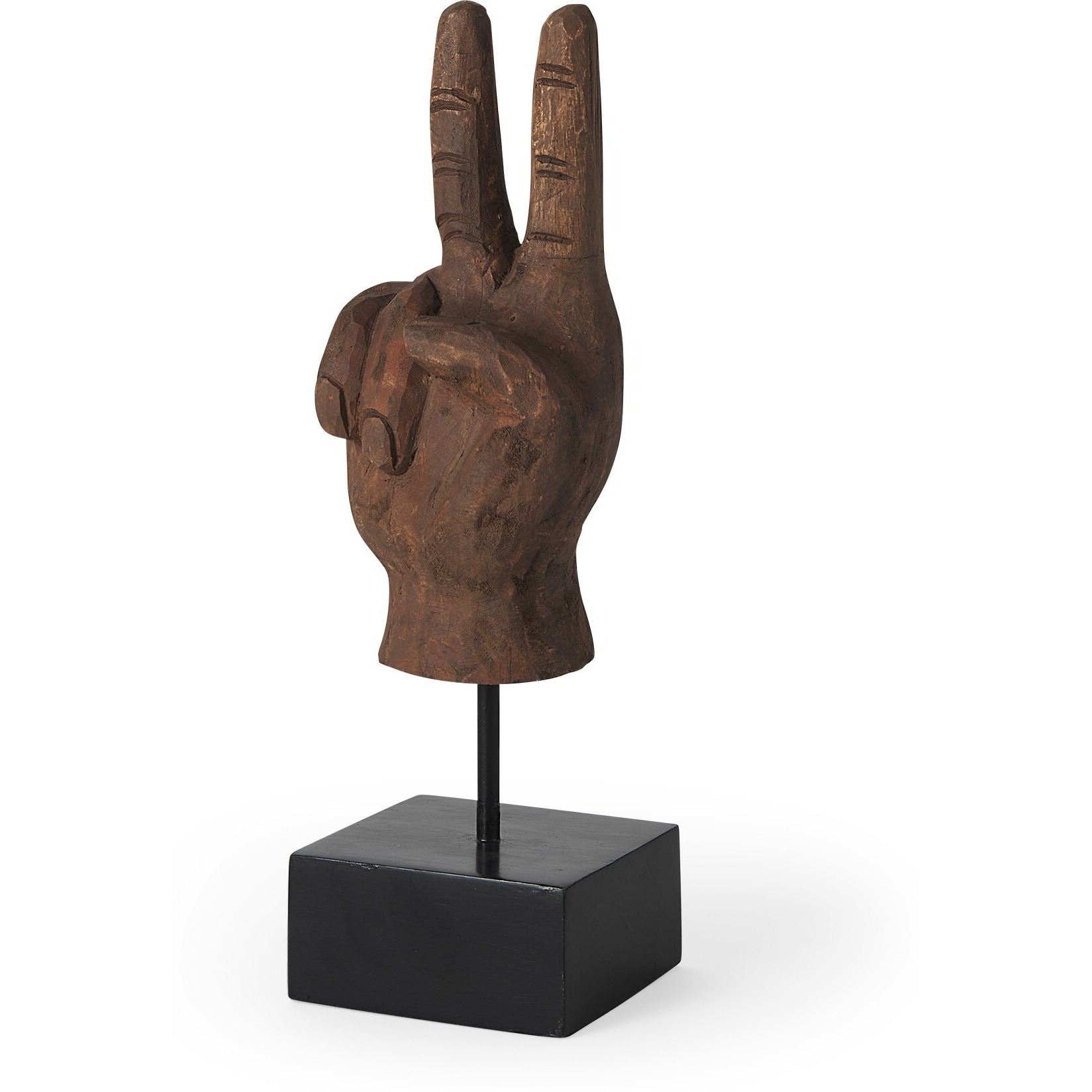 Dark Brown Wooden Peace Sign Decor Piece