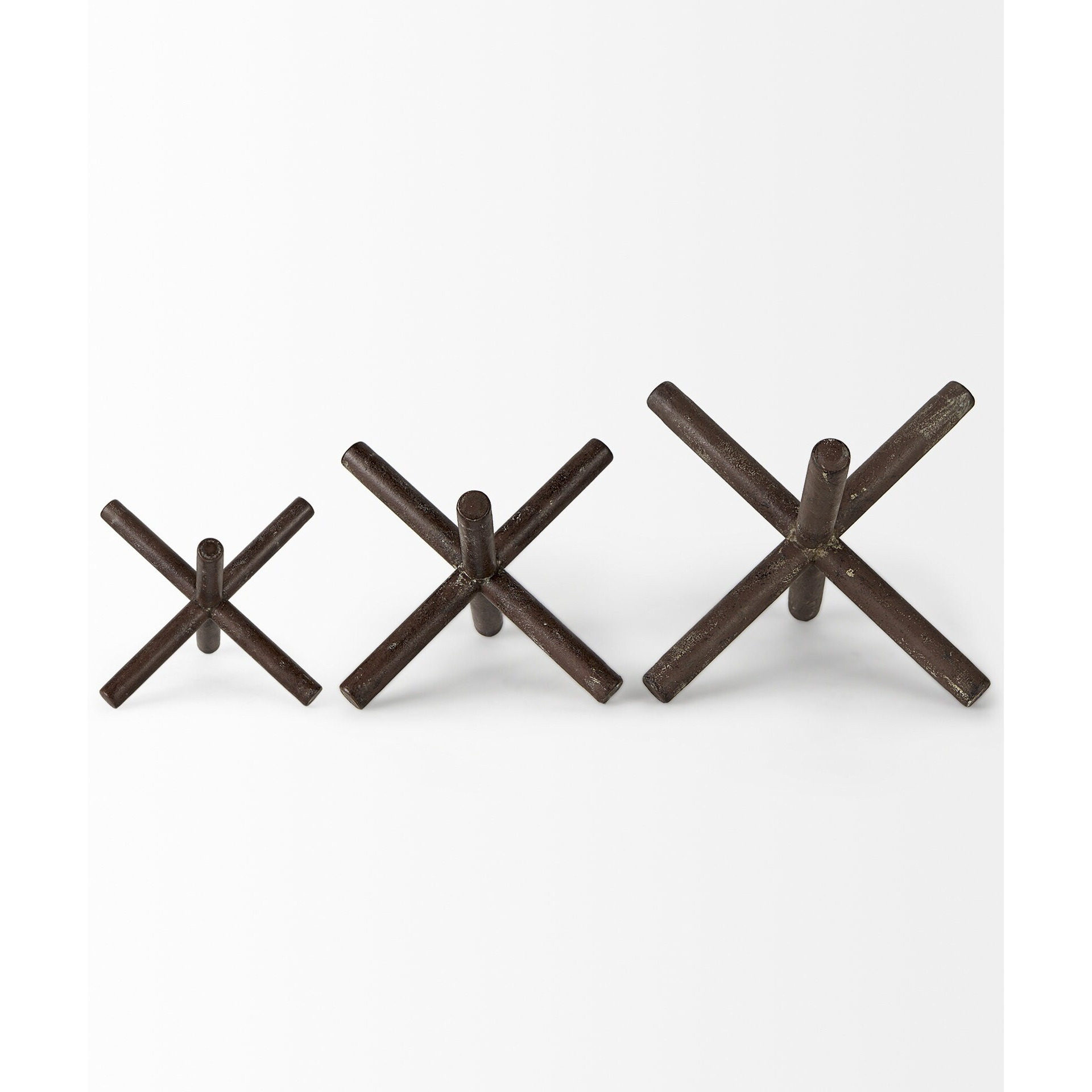 8"" Rustic Metal X Decorative Sculpture