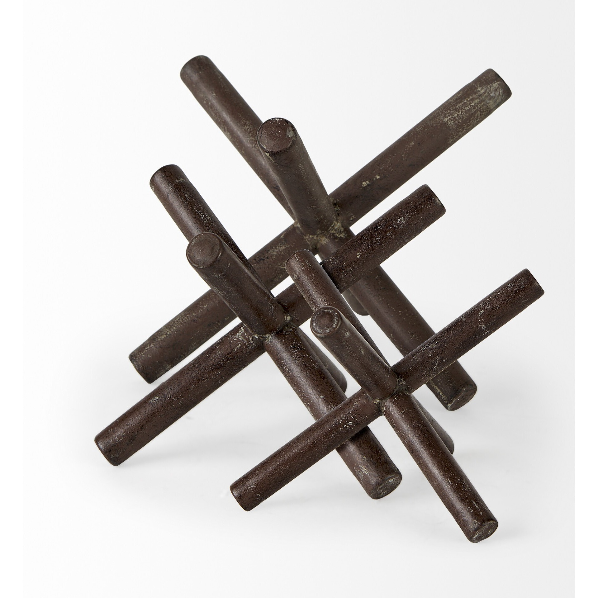 8"" Rustic Metal X Decorative Sculpture
