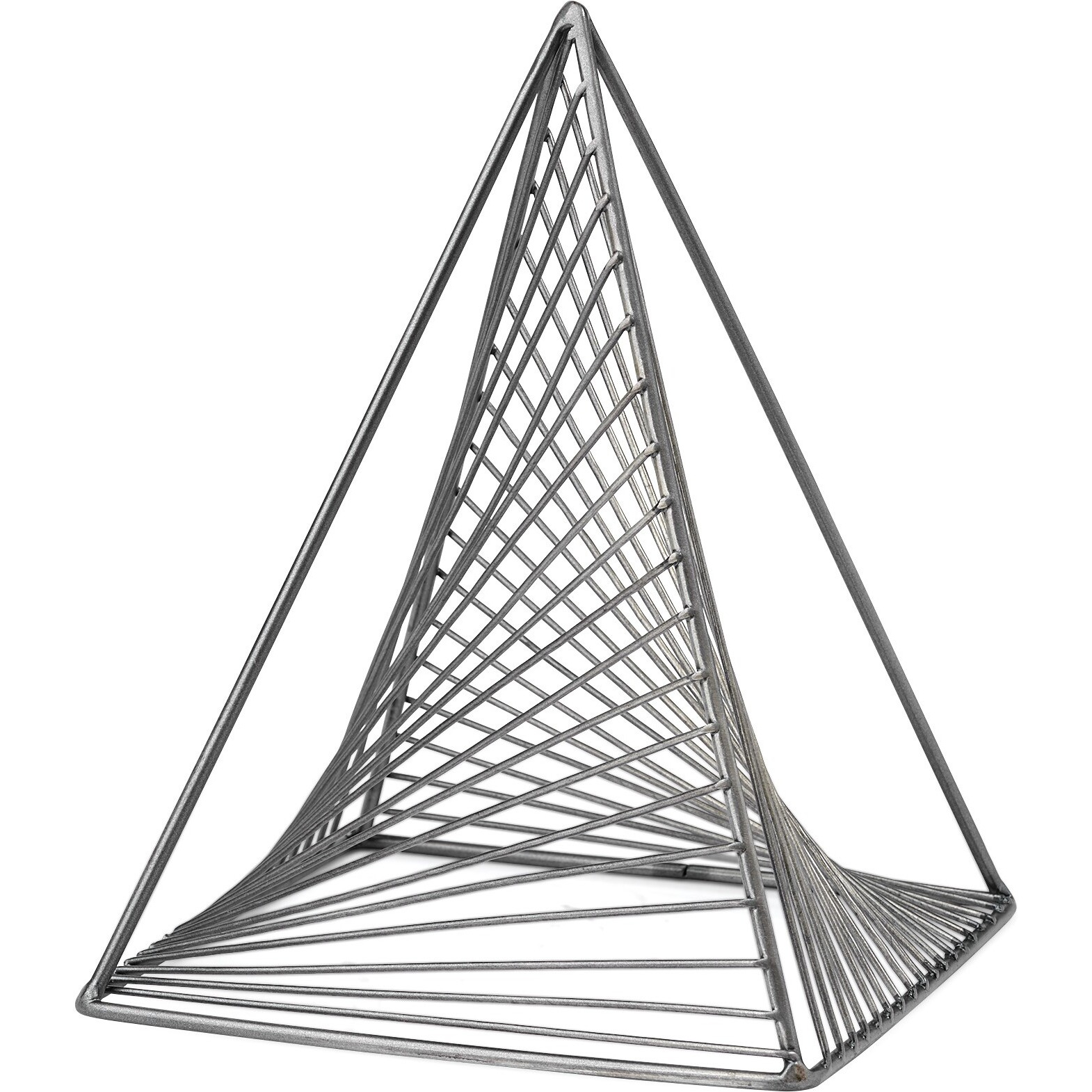 Contemporary Gray Metal Triangular Decor Piece