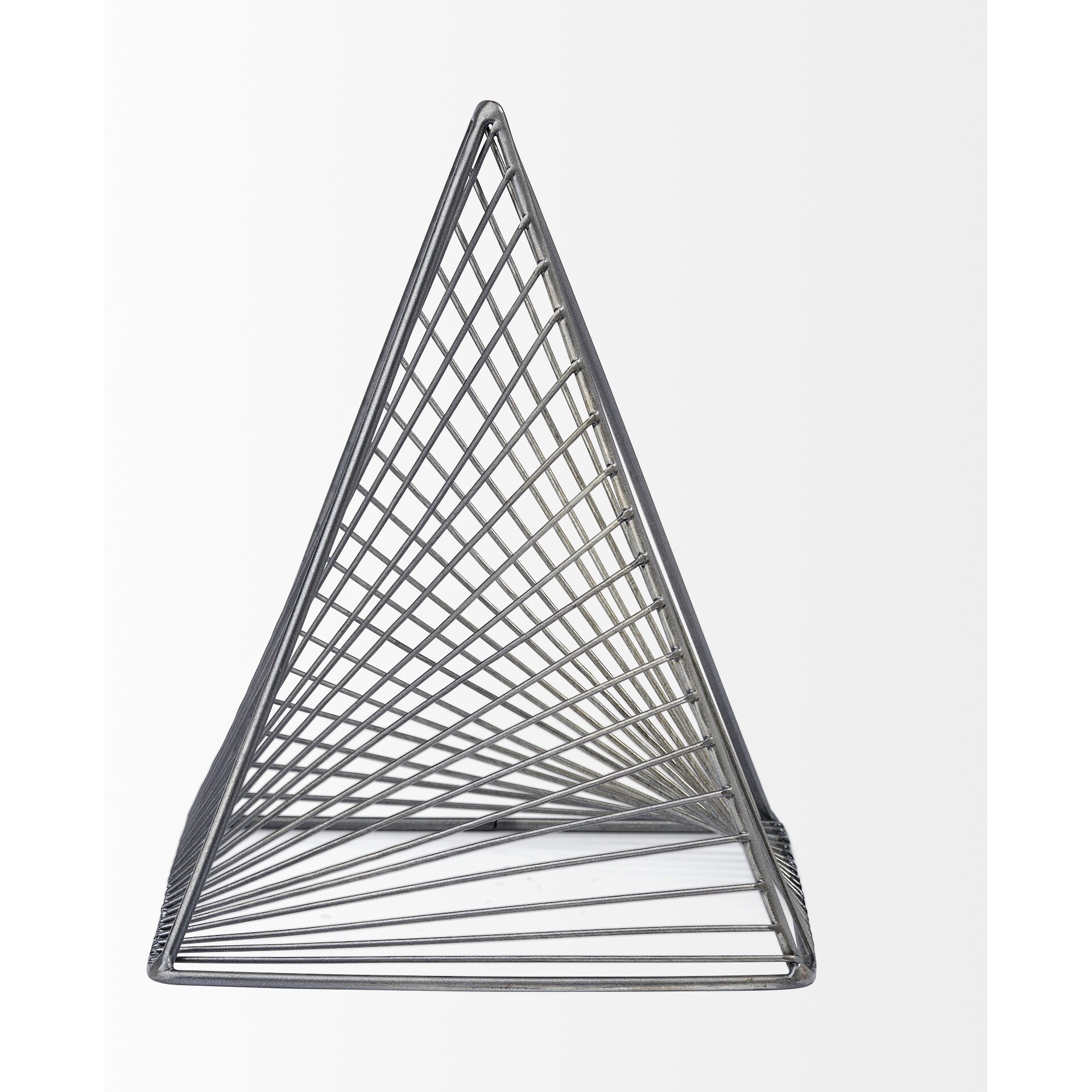 Contemporary Gray Metal Triangular Decor Piece