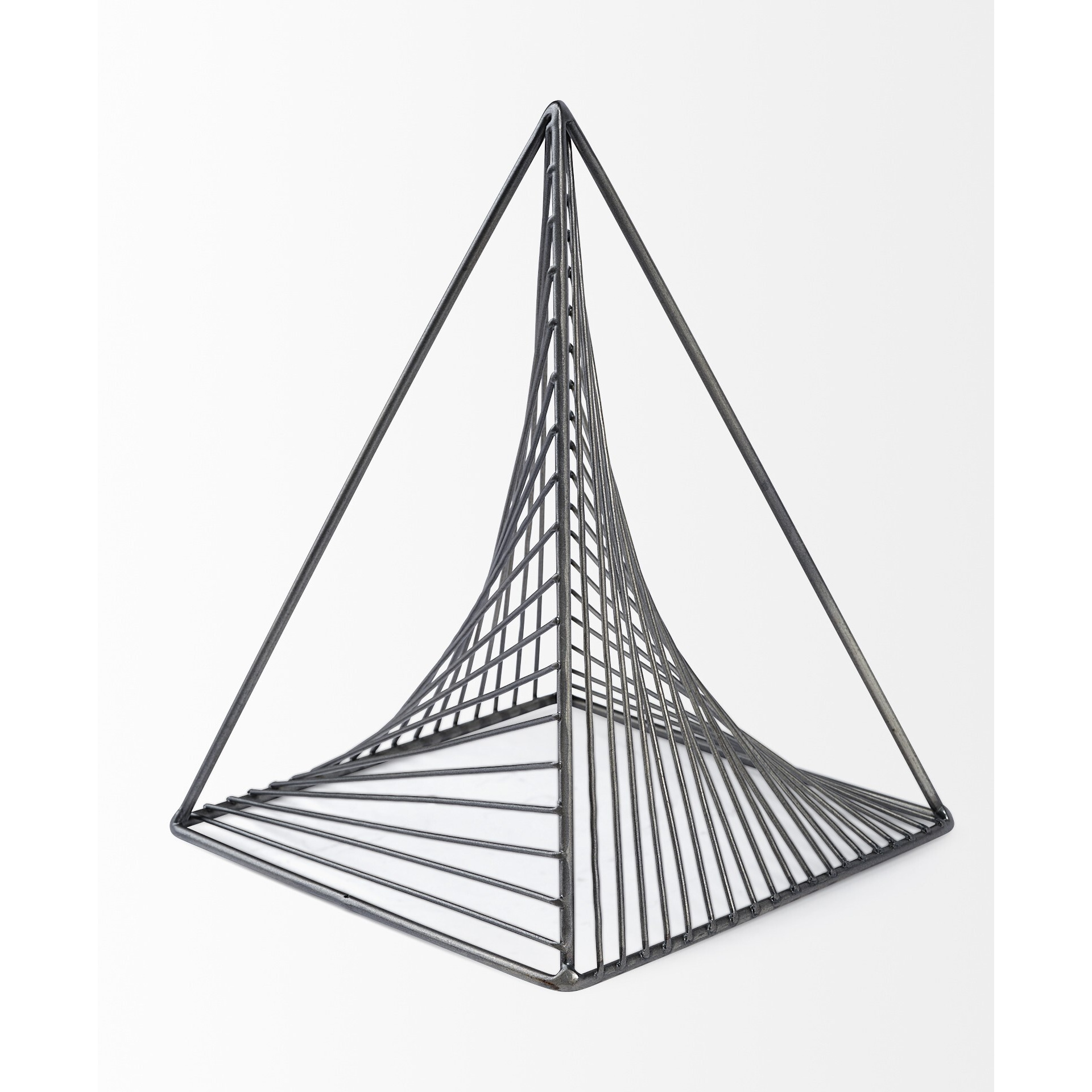 Contemporary Gray Metal Triangular Decor Piece