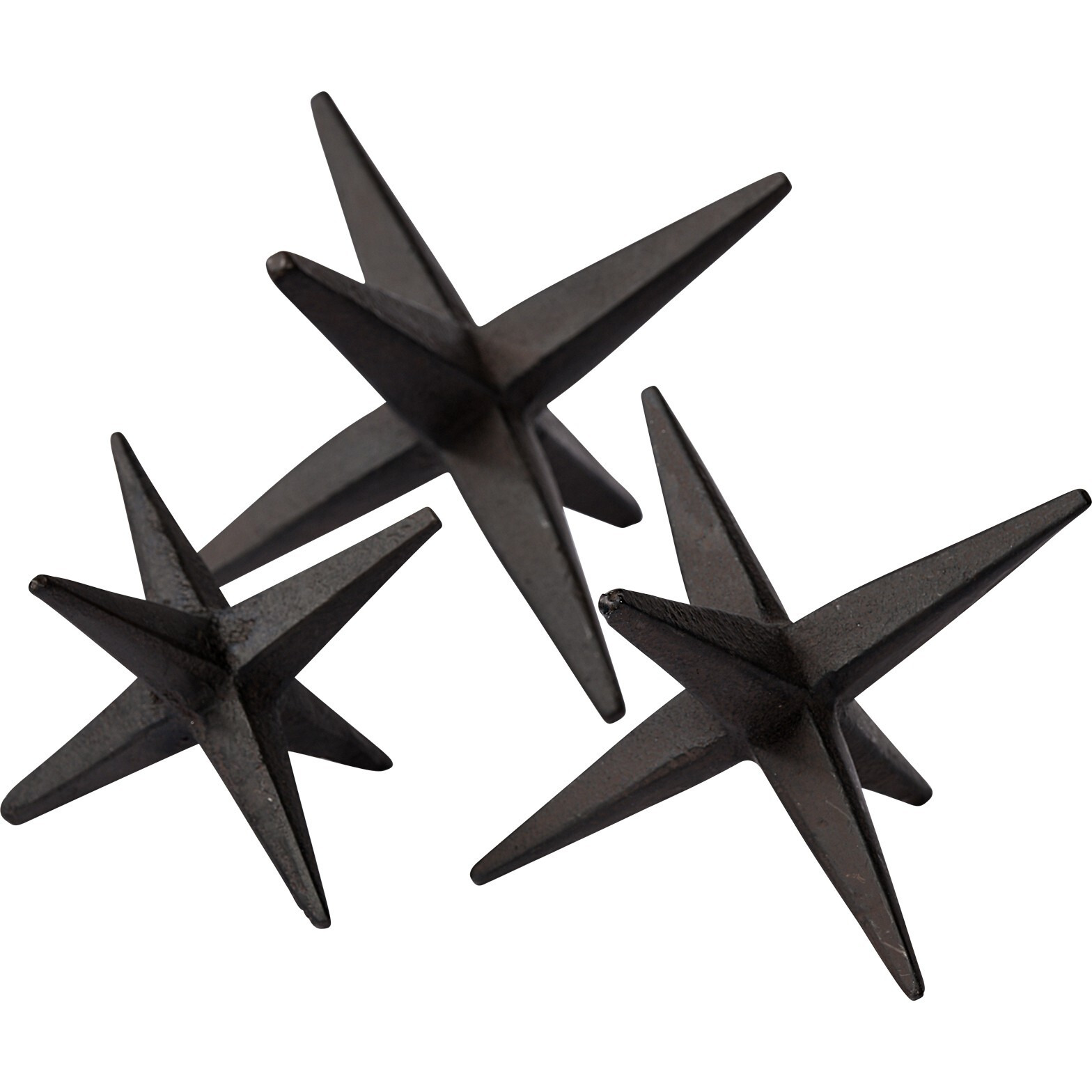 Set Of Three Black Metal Star Decor Pieces