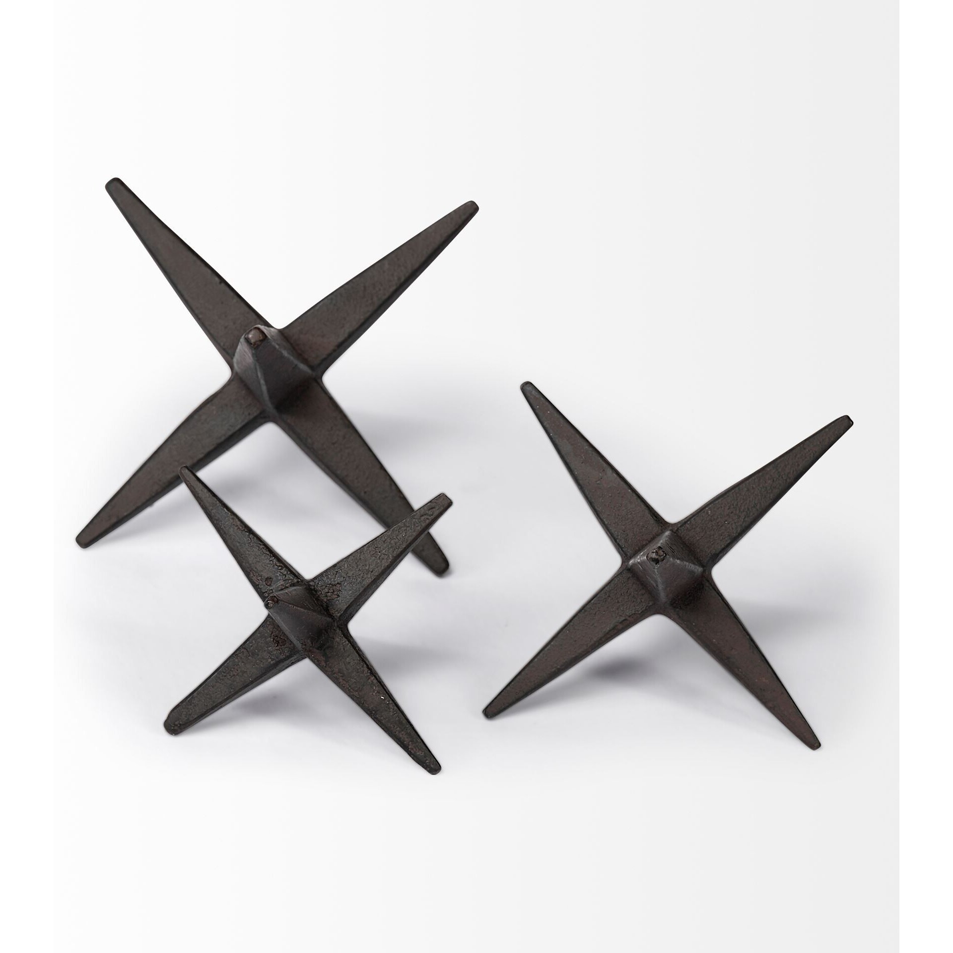 Set Of Three Black Metal Star Decor Pieces