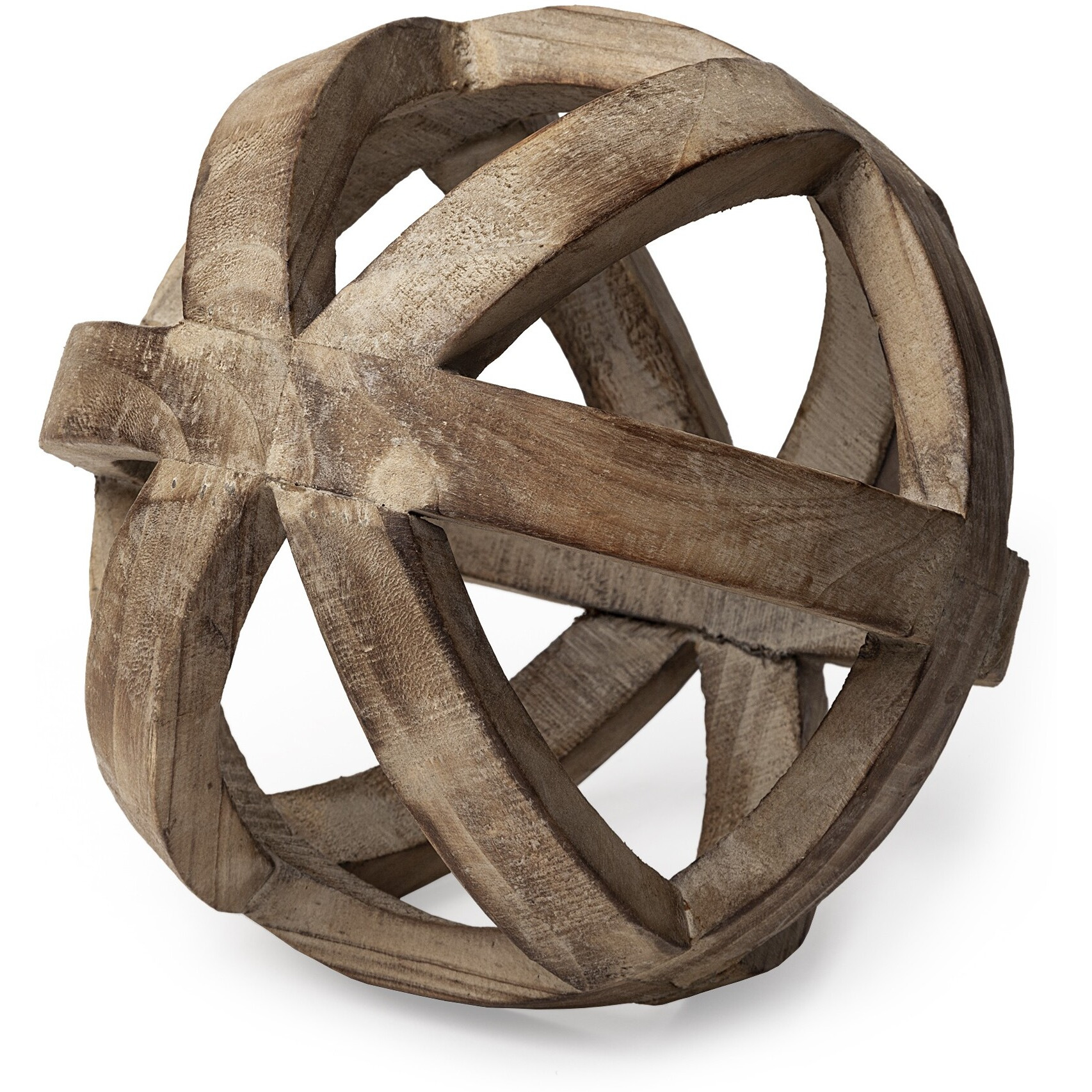 Brown Wooden Hollow Orb Sculpture