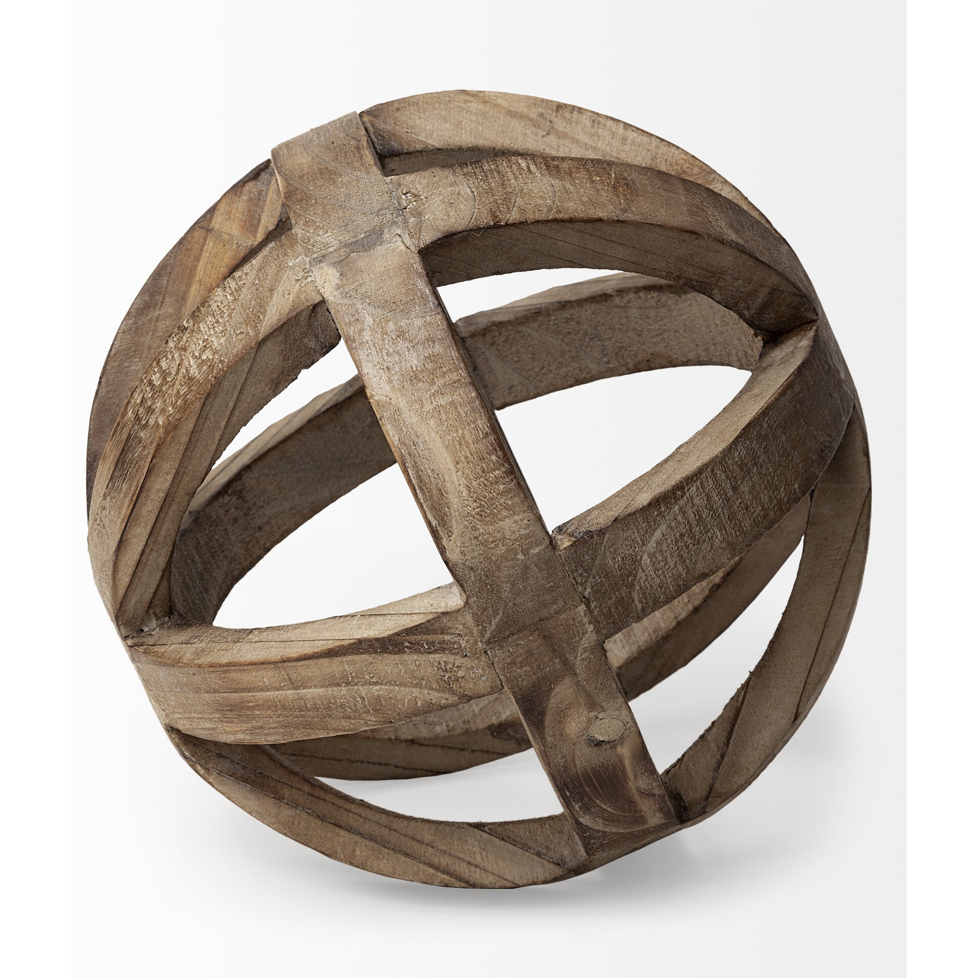 Brown Wooden Hollow Orb Sculpture