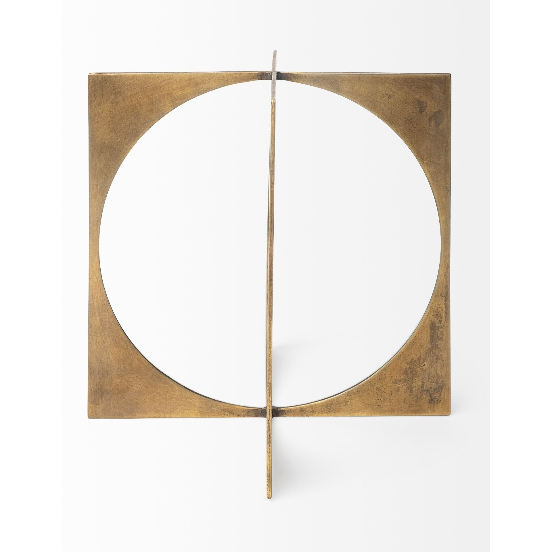 10"" Burnished Gold Metal Circle Square Sculpture