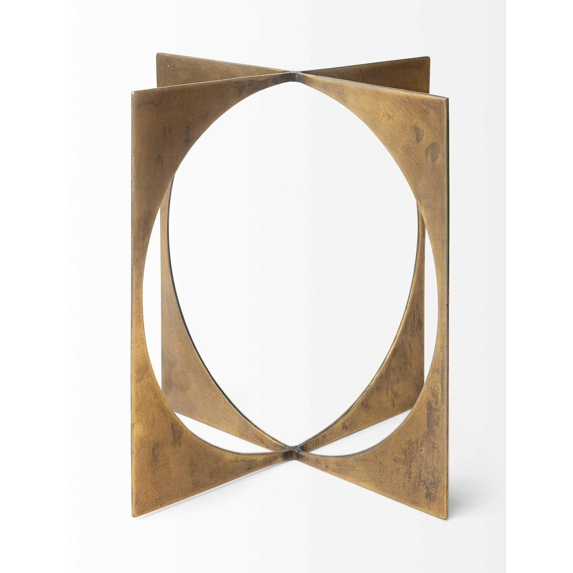 10"" Burnished Gold Metal Circle Square Sculpture