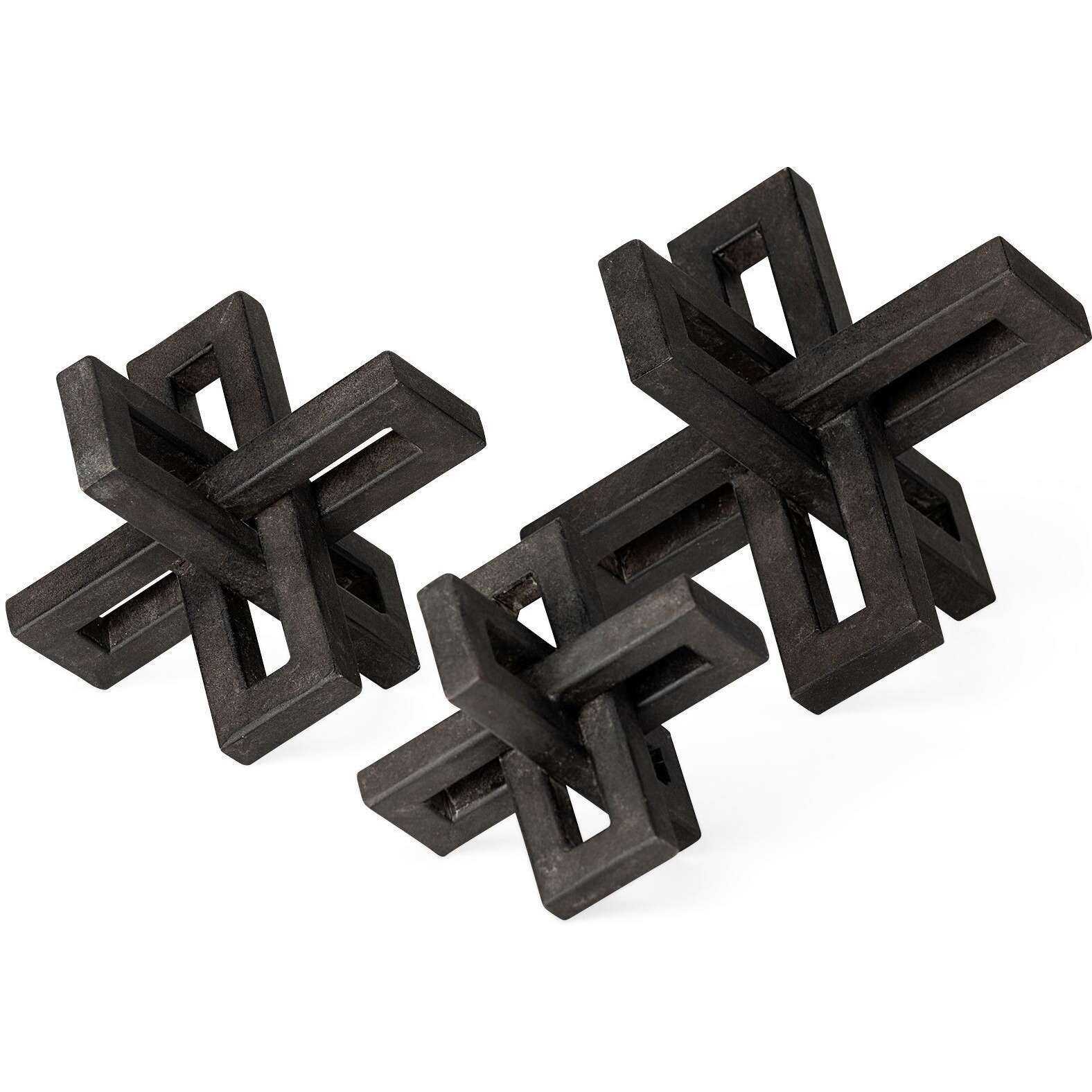 Set Of Three Black Metal Decorative Jacks