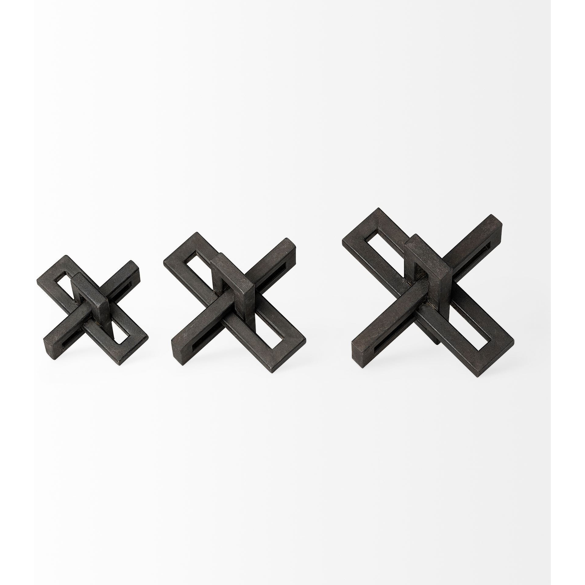 Set Of Three Black Metal Decorative Jacks