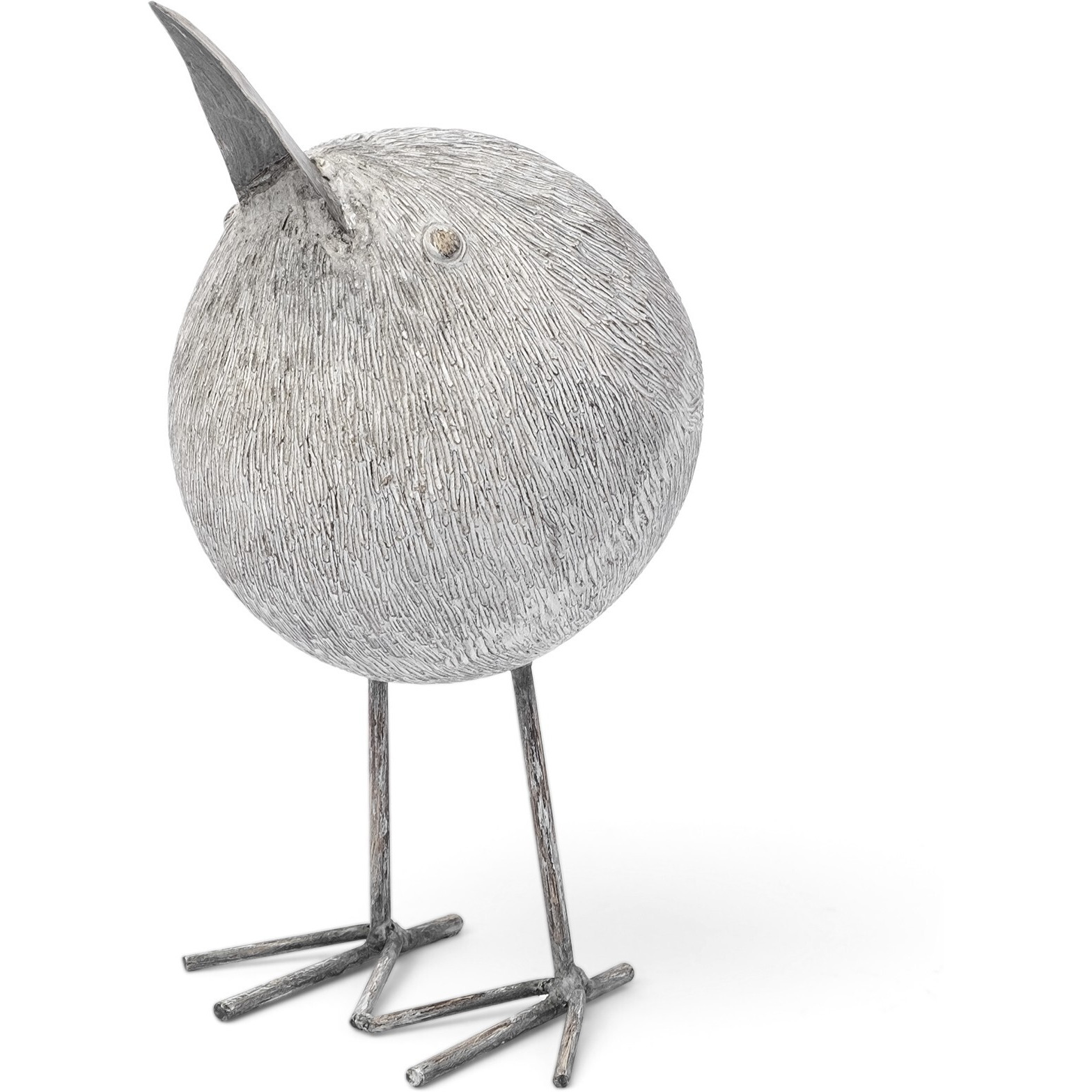 Off White Resin Bent Bird Sculpture