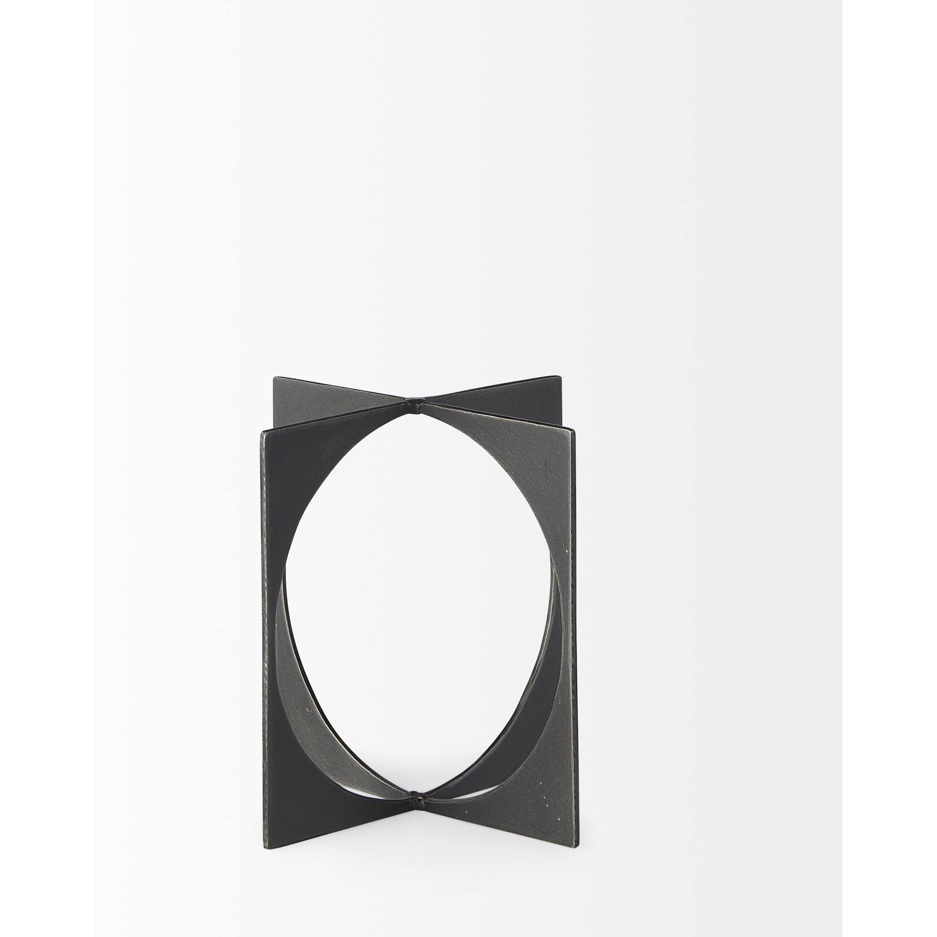 9"" Charcoal Gray Metal Circle Square Sculpture