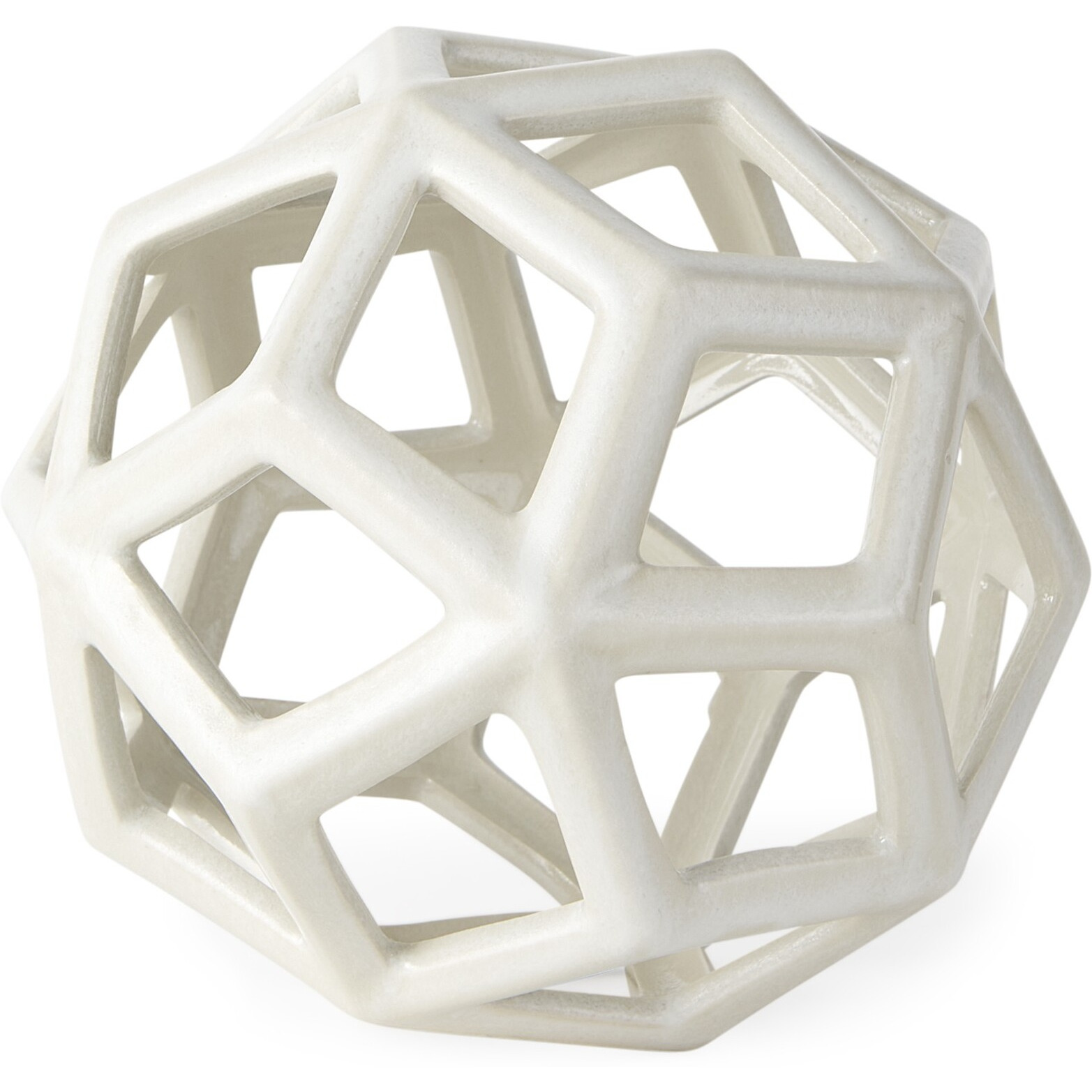 White Crackle Glaze Ceramic Geometric Sculpture