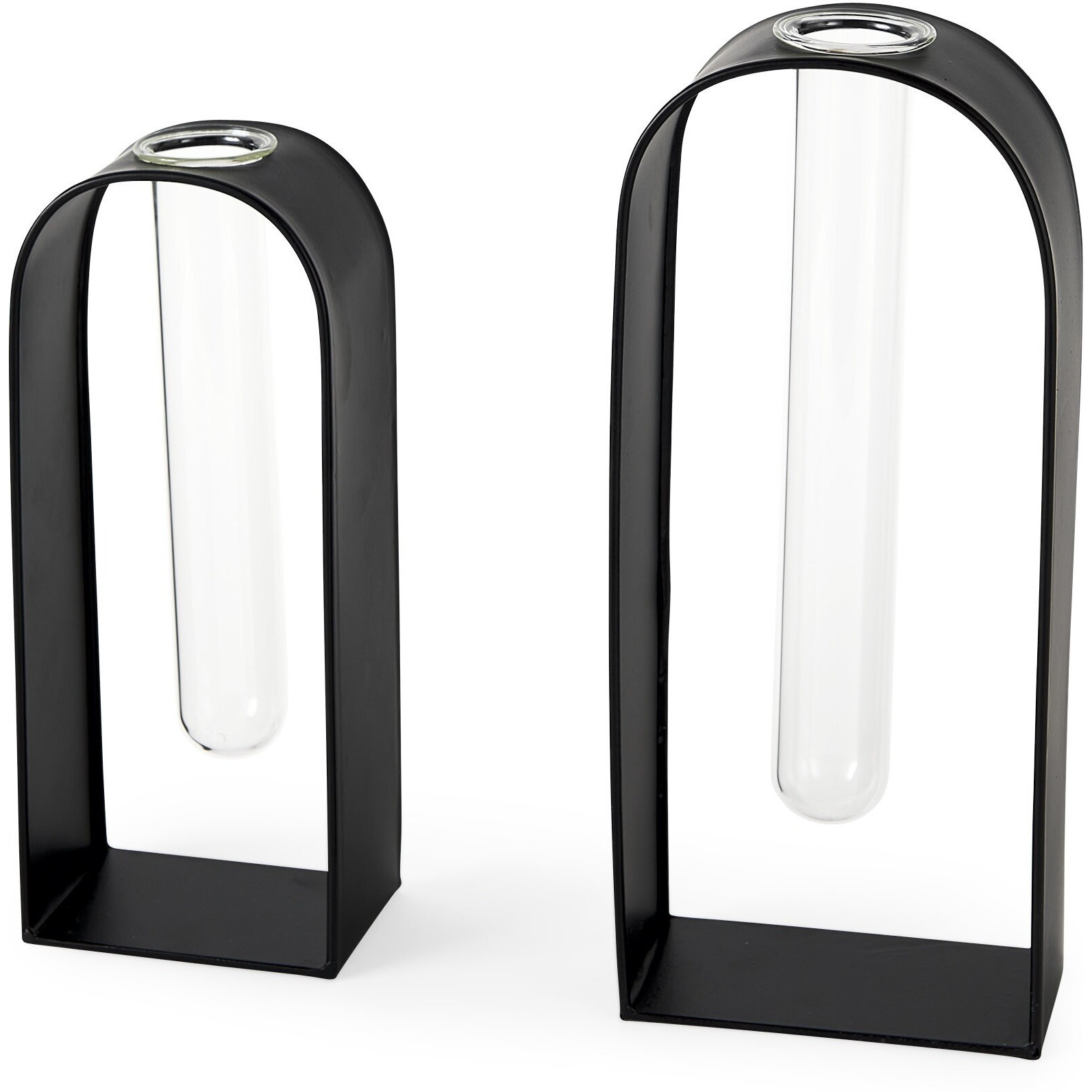 Set Of Two Black Metal Test Tube Decor Pieces