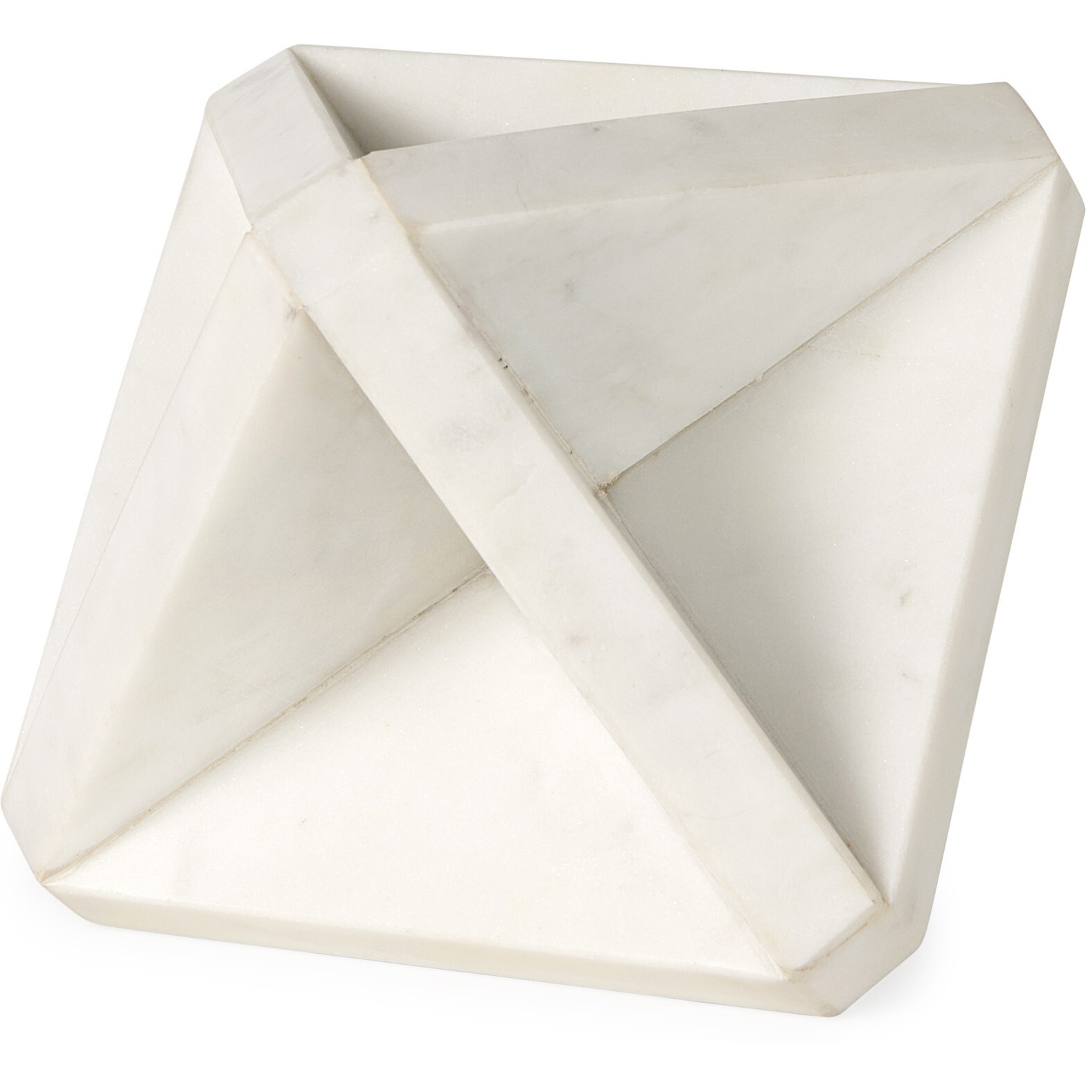 White Marble Geometric Square Sculpture