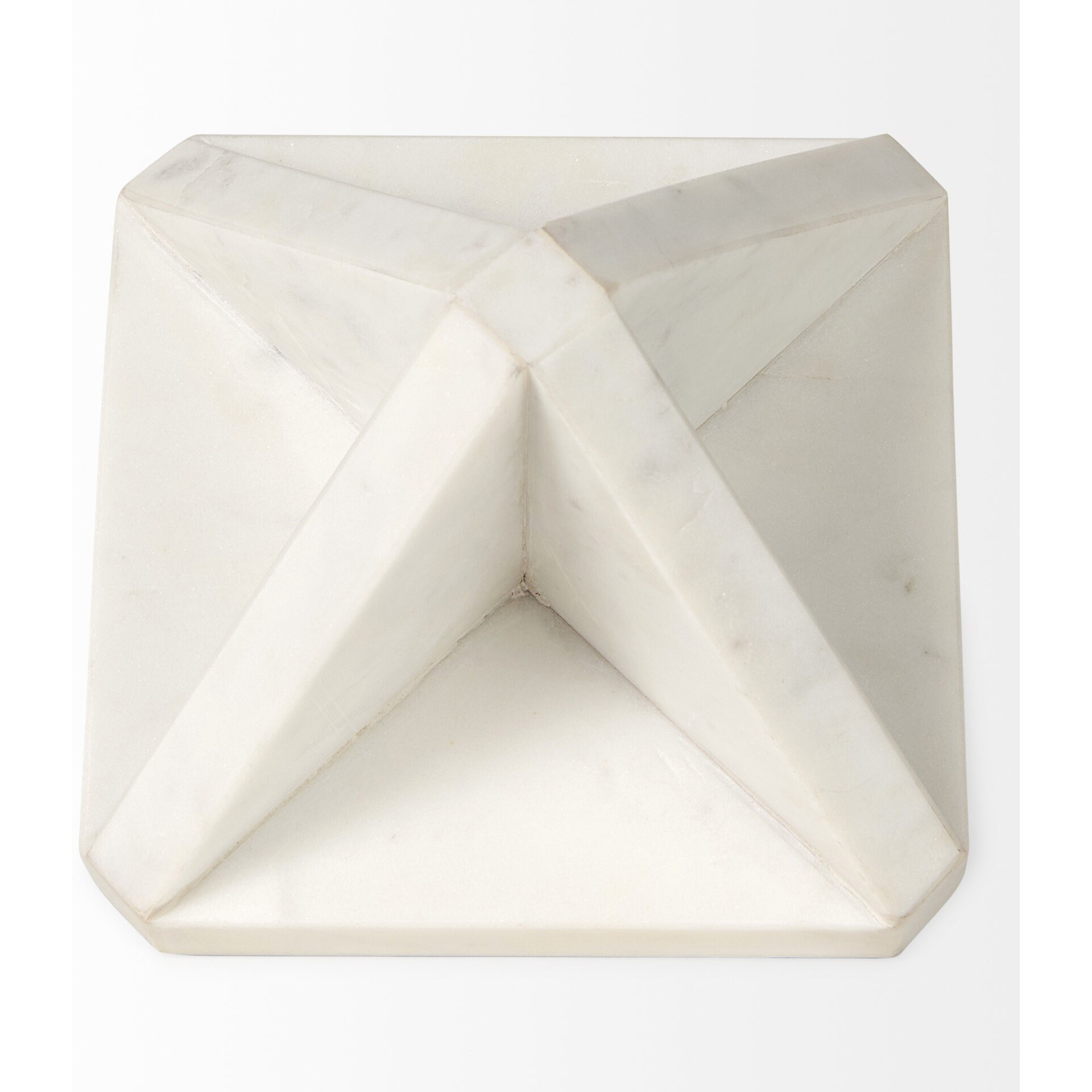 White Marble Geometric Square Sculpture