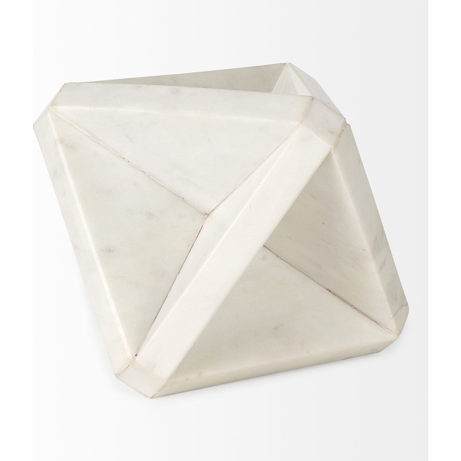 White Marble Geometric Square Sculpture