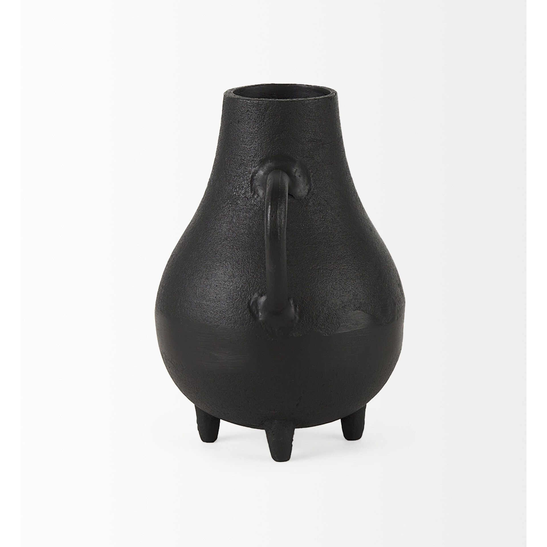 Black Matte Metal Two Handle Vase
