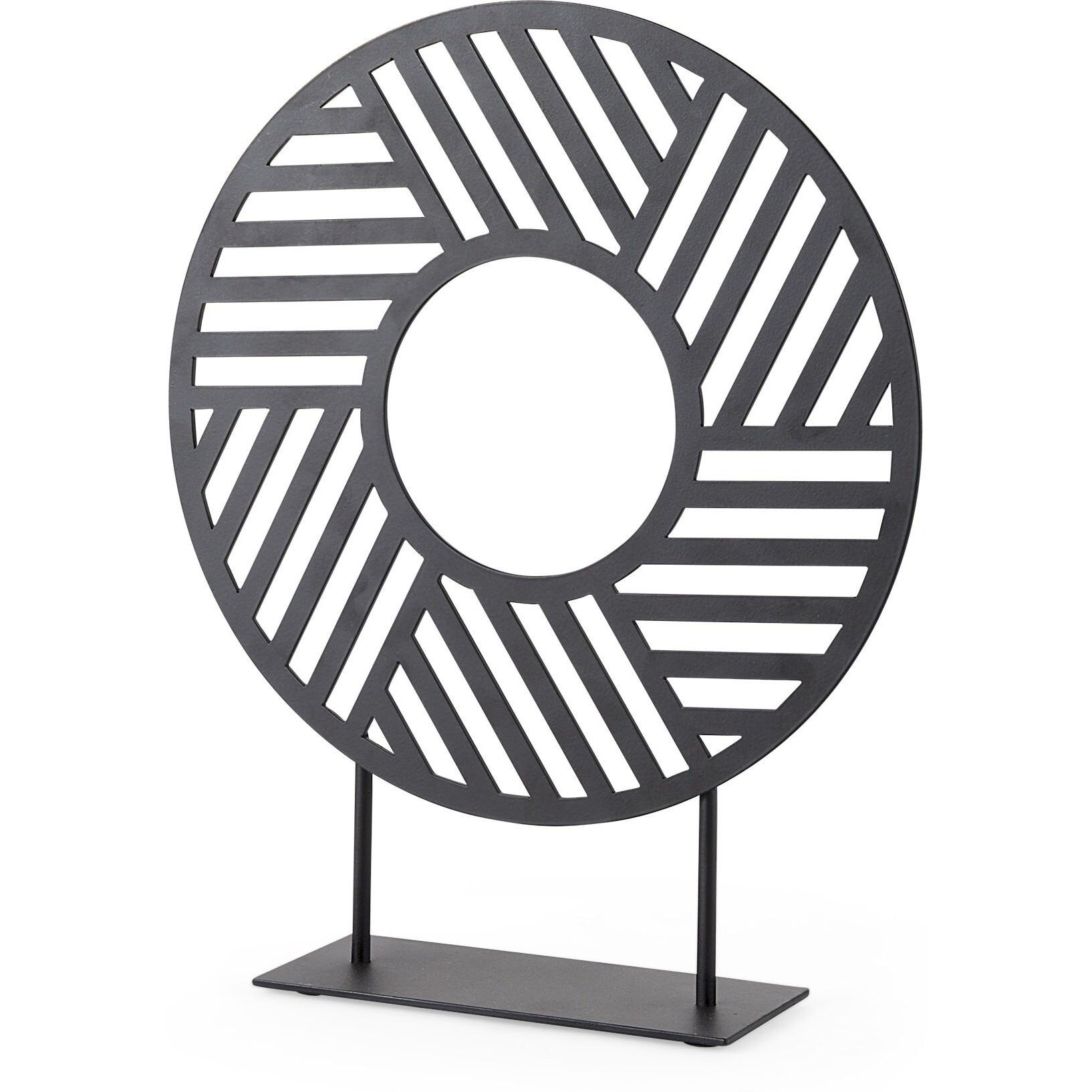 Black Metal Round Geometric Sculpture