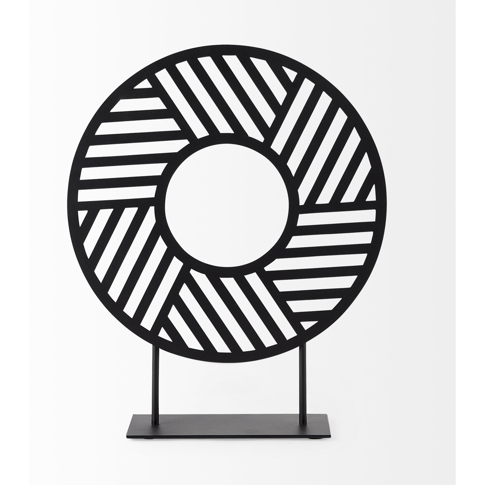 Black Metal Round Geometric Sculpture