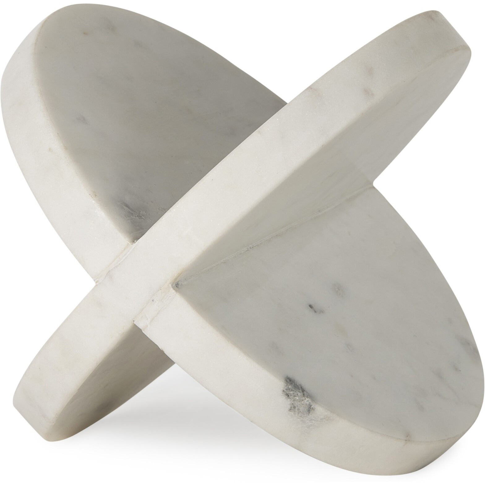 White Marble Geometric Circular Sculpture