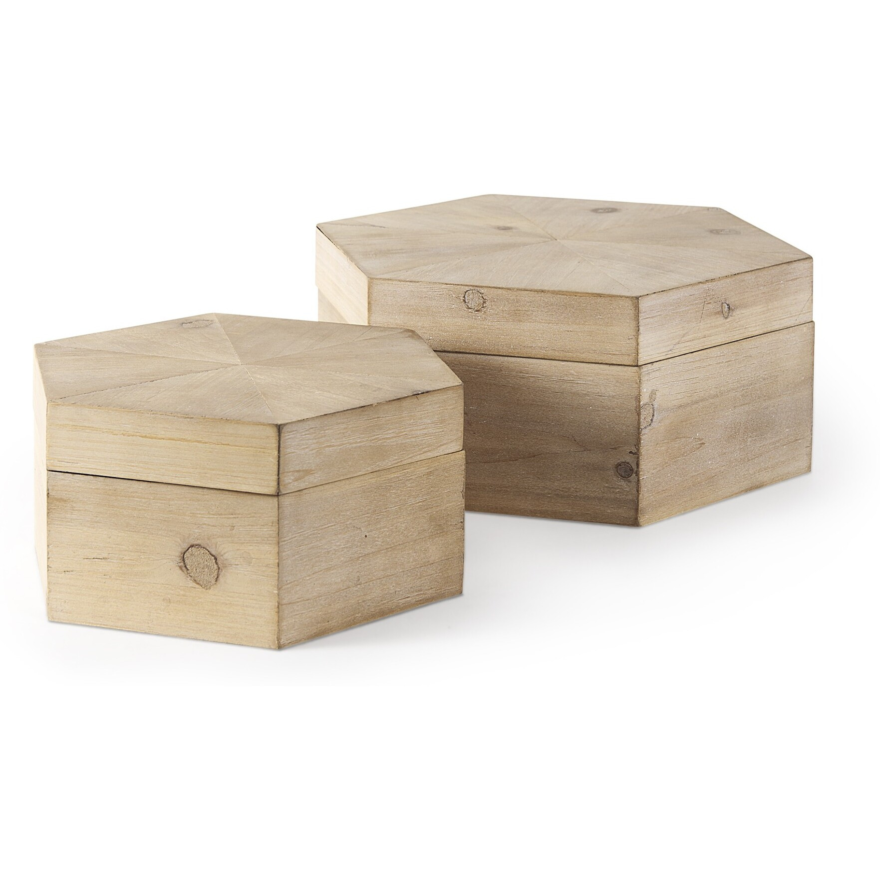 Set Of Two Hexagonal Wooden Boxes