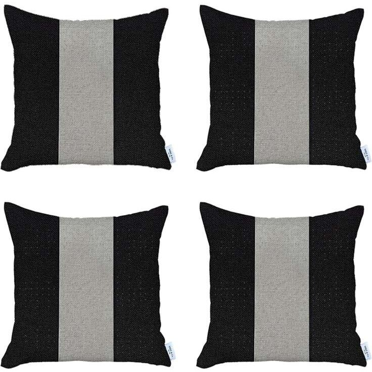 Set Of 4 Black And White Center Pillow Covers
