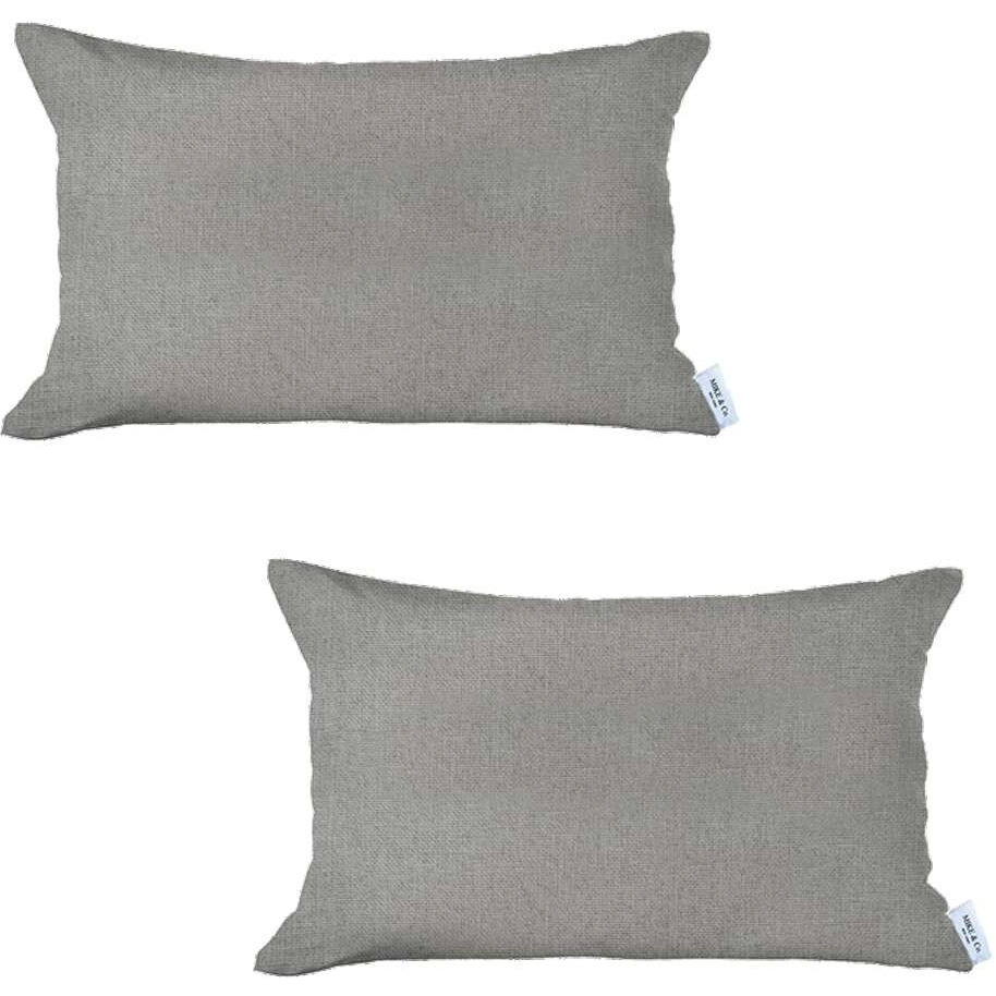 Set Of 2 White Solid Lumbar Pillow Covers