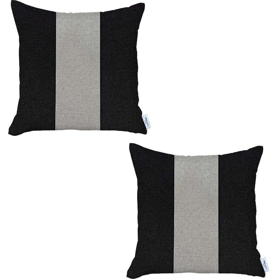 Set Of 2 Black And White Center Pillow Covers