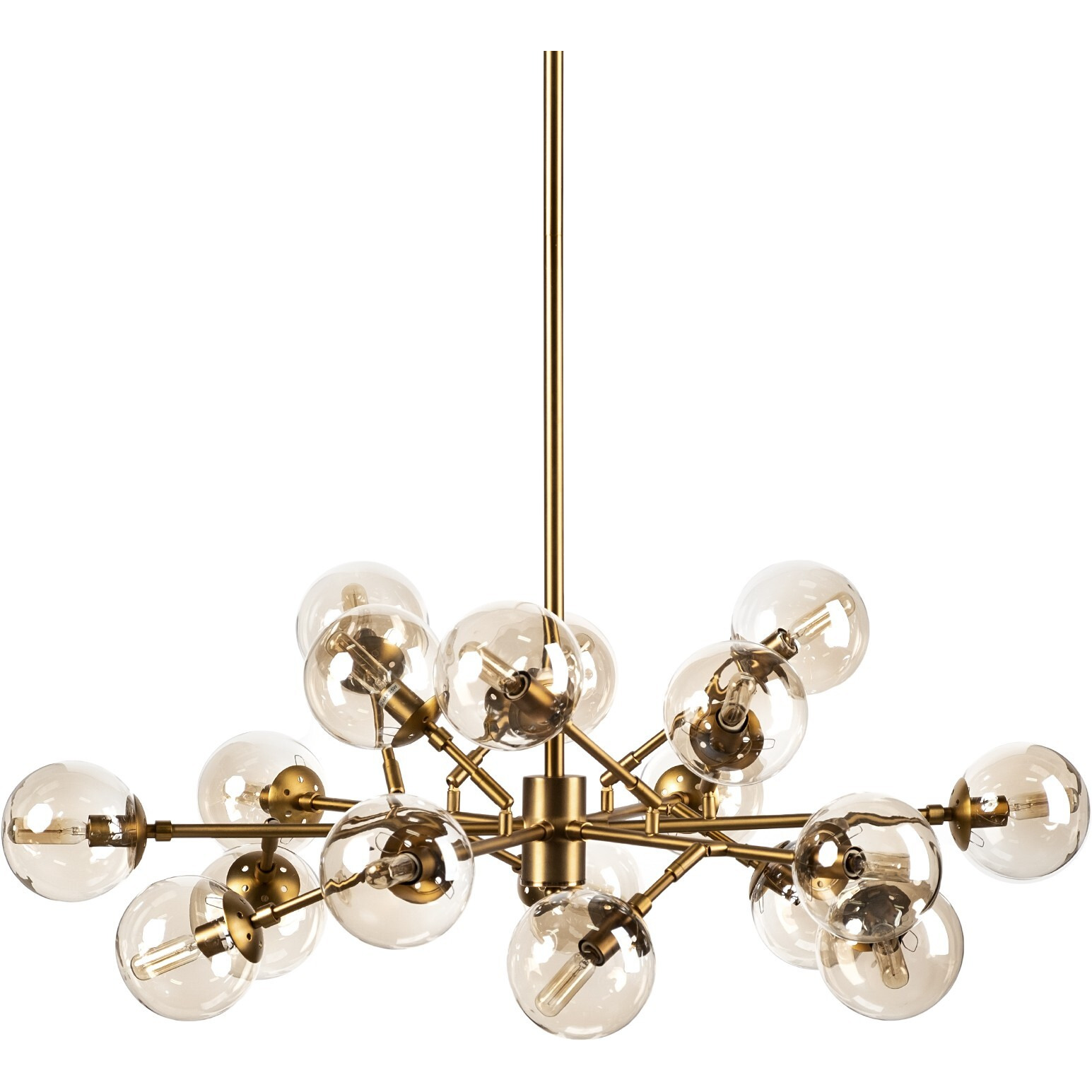 Gold Metal Eighteen Bulb Hanging Chandelier