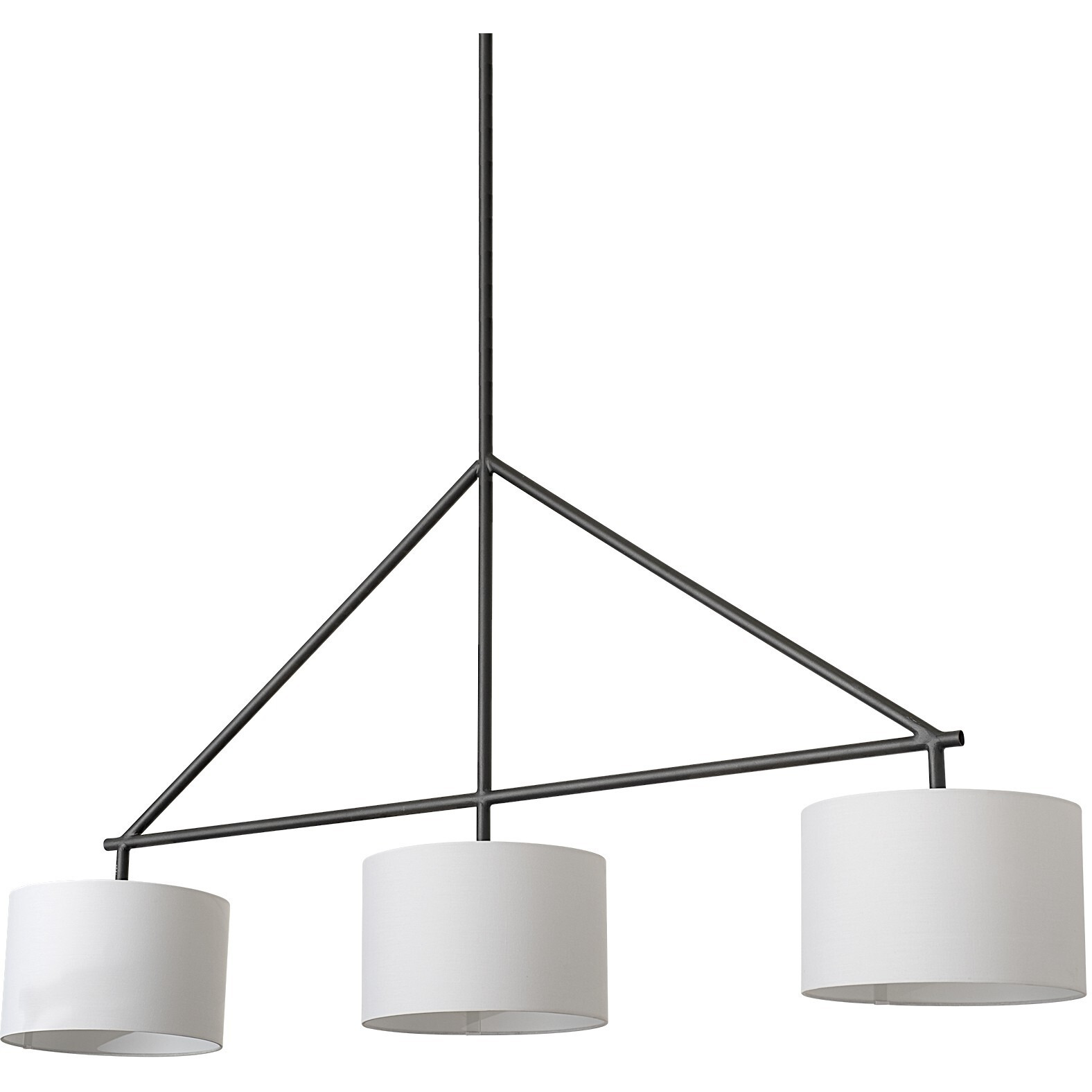 Metal Framed White Shade Three Bulb Hanging Light