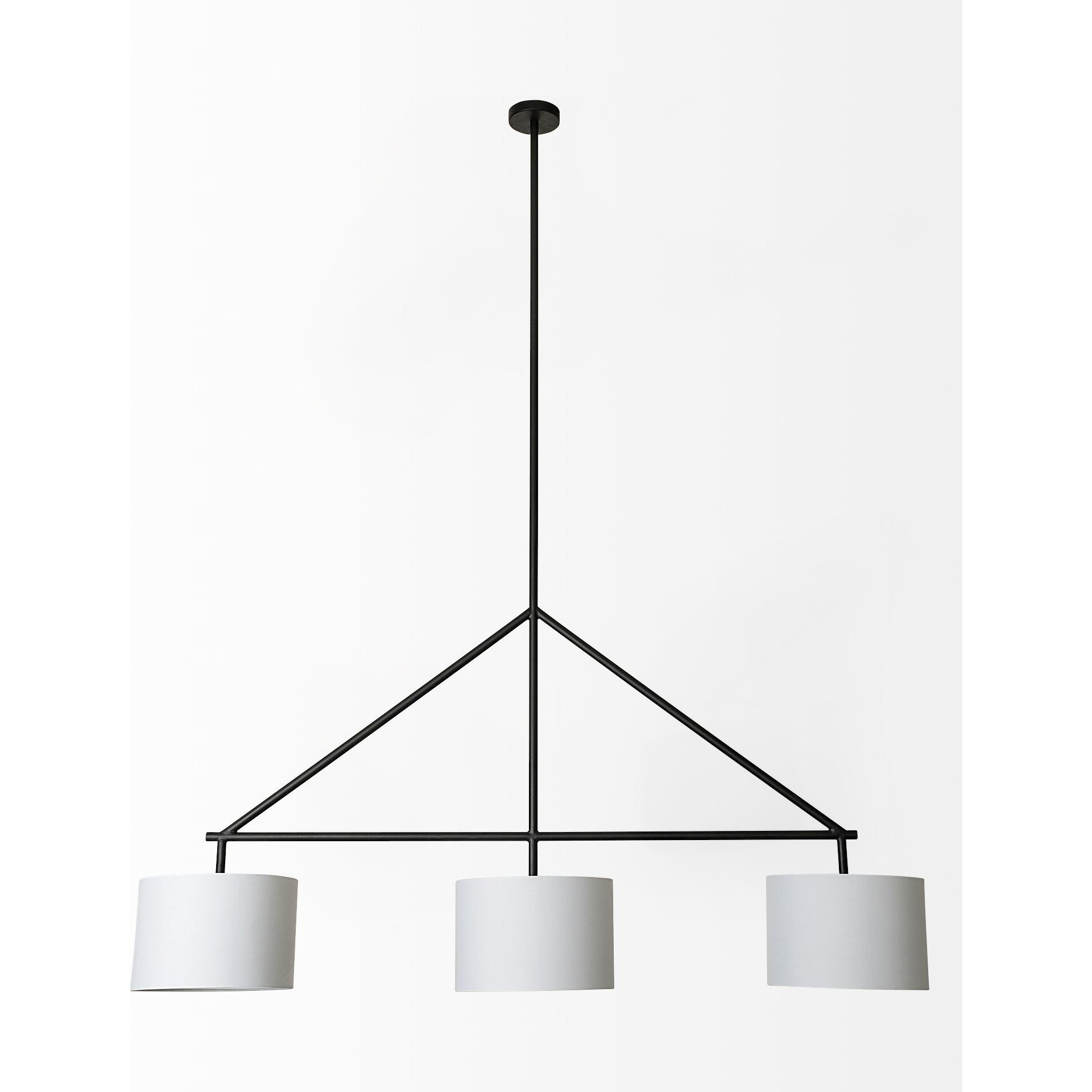 Metal Framed White Shade Three Bulb Hanging Light