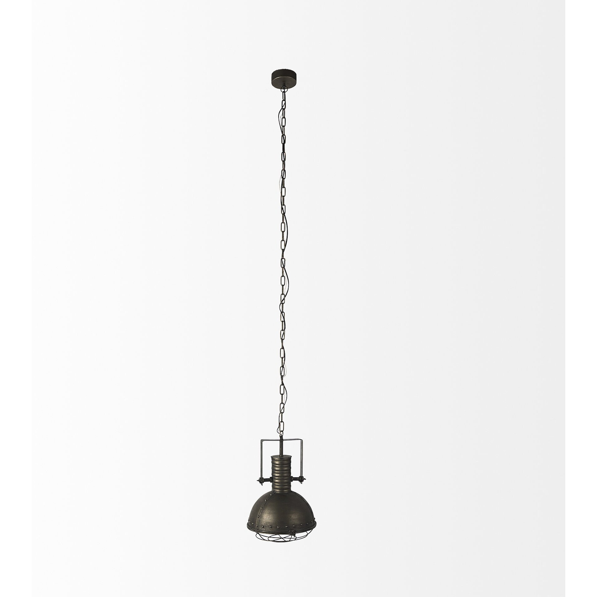 Industrial Caged Black Metal Hanging Light