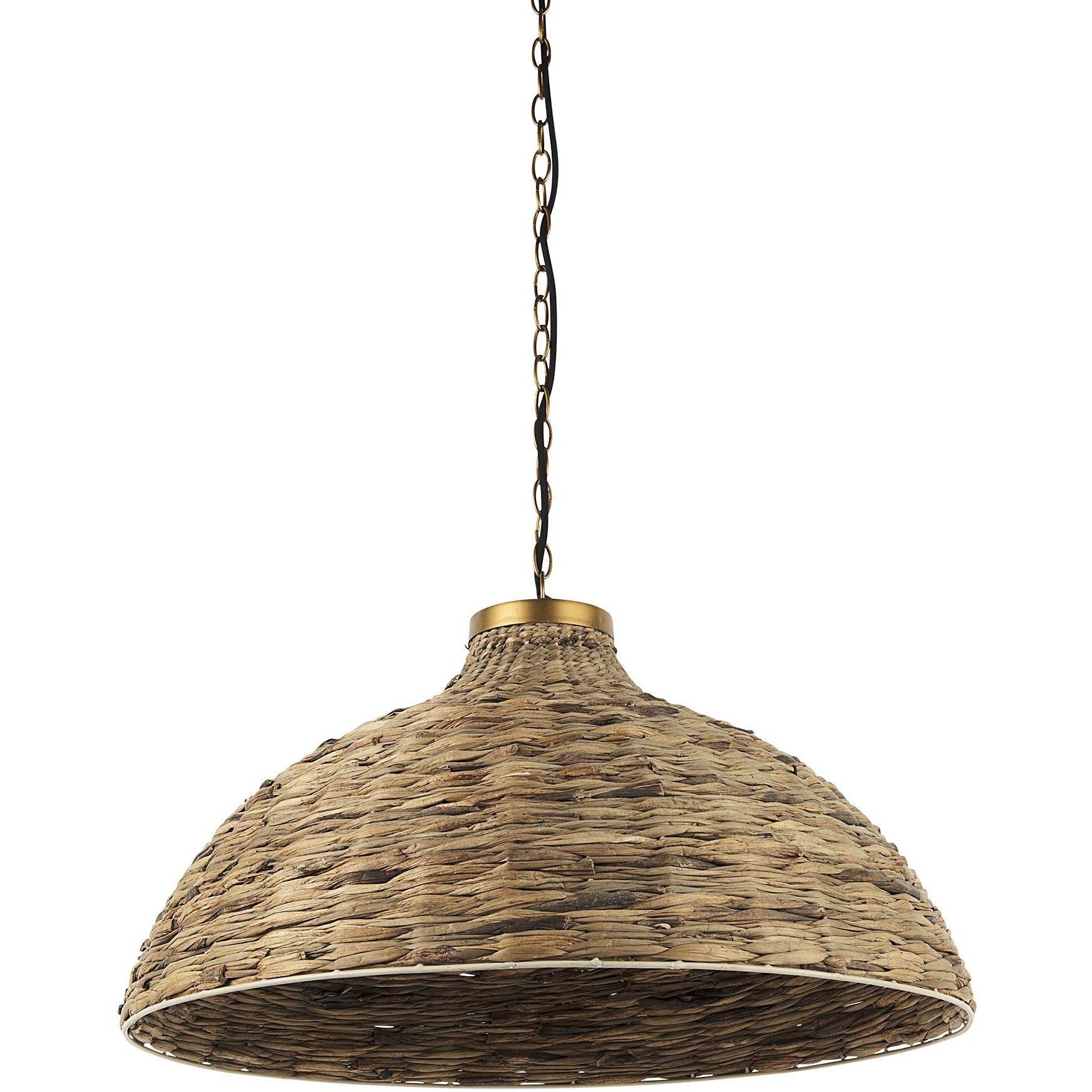 Brown Wicker Domed Hanging Pendant Light