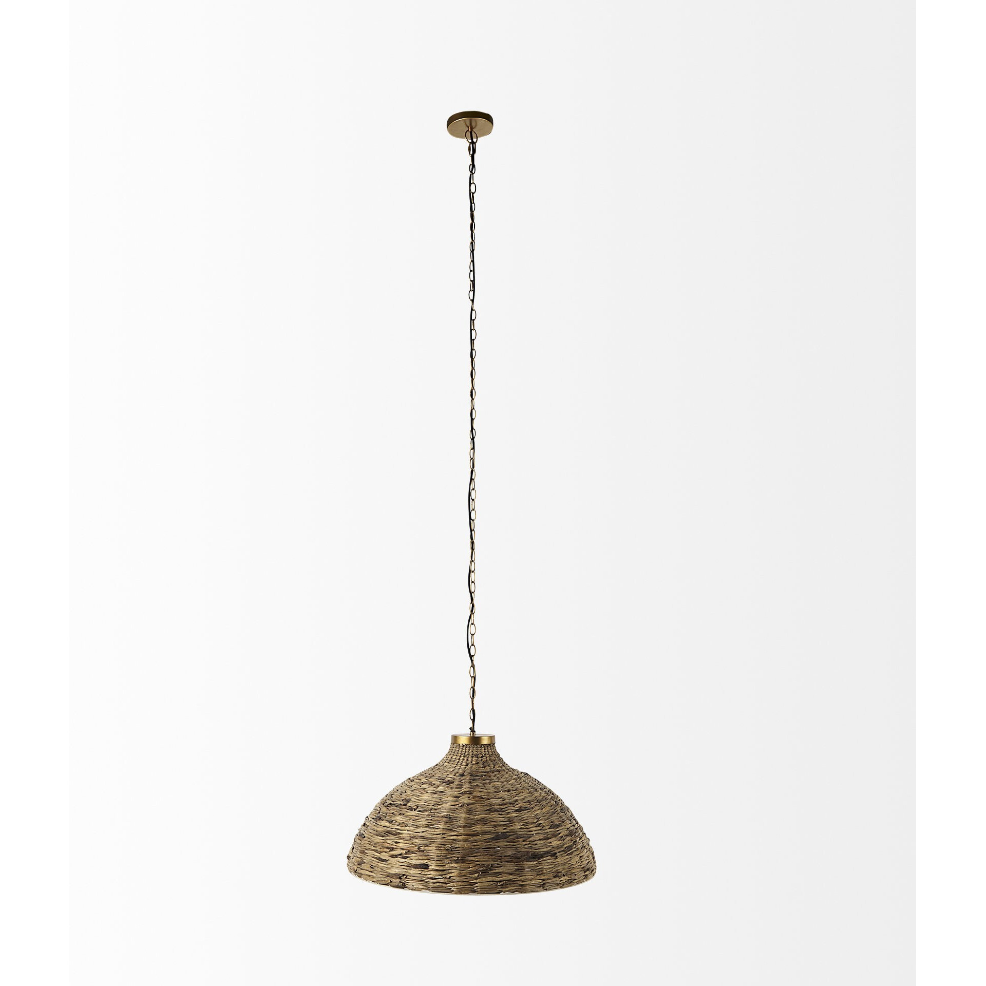 Brown Wicker Domed Hanging Pendant Light