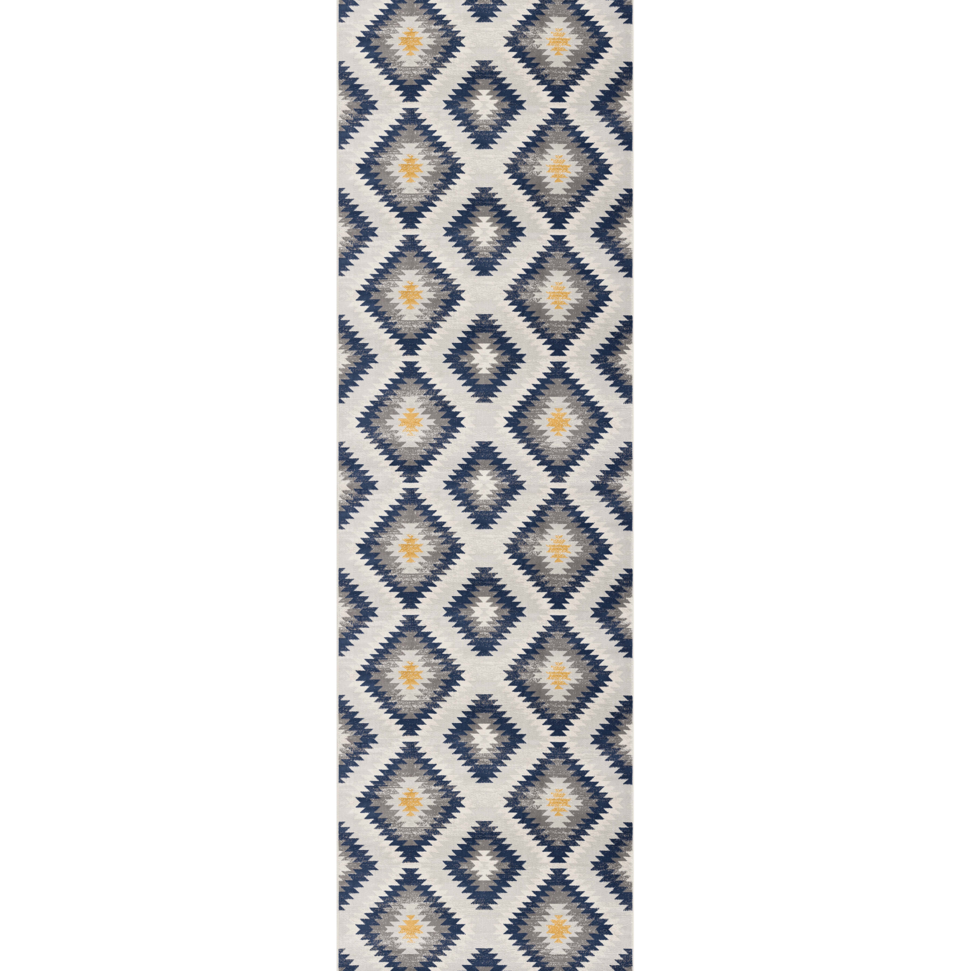 2 X 6 Blue And Gray Kilim Pattern Area Rug