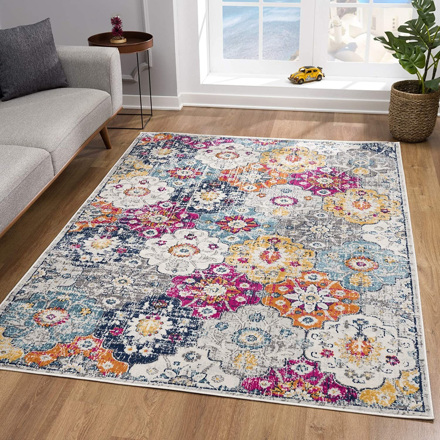 2 X 13 Rust Distressed Floral Runner Rug