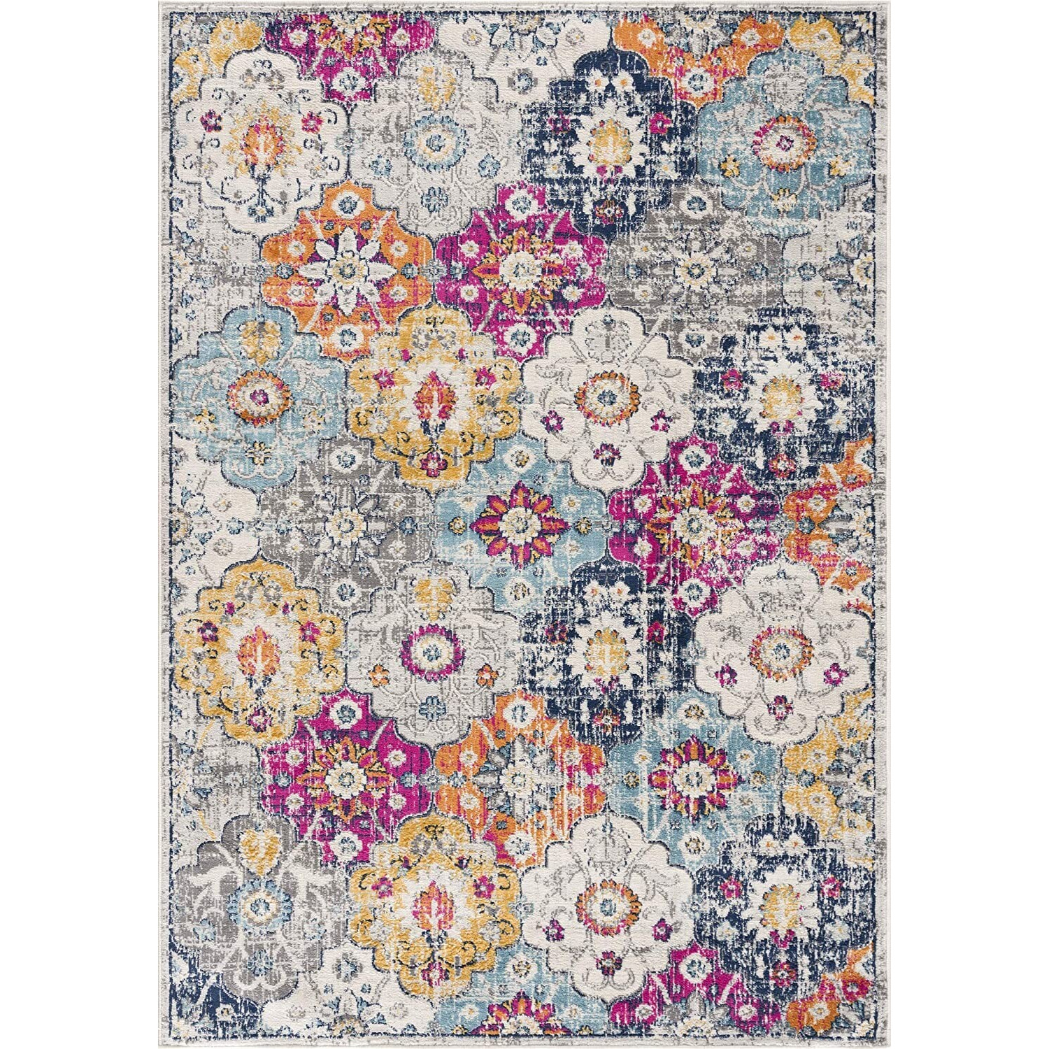 2 X 15 Rust Distressed Floral Runner Rug