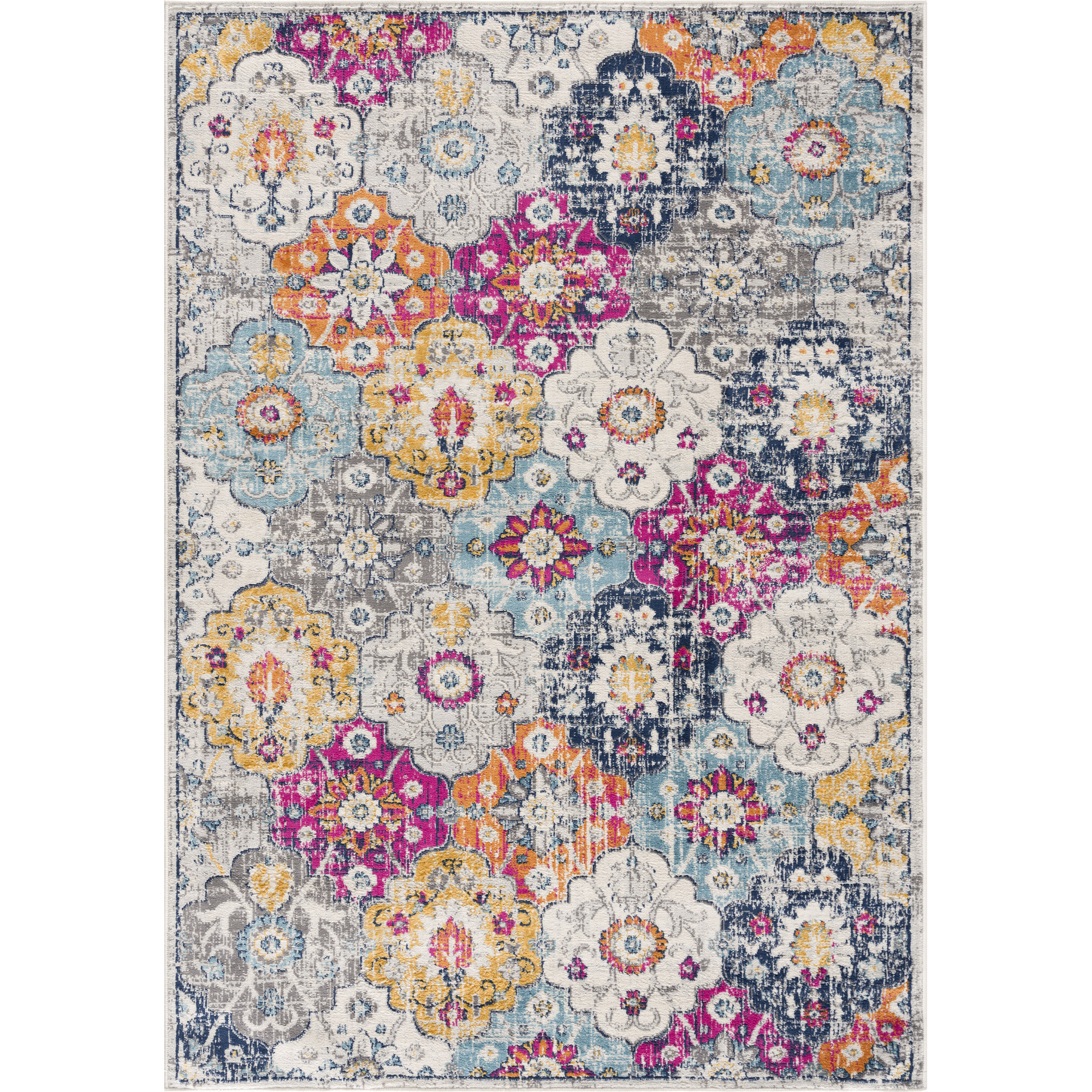 8 X 11 Rust Distressed Floral Area Rug
