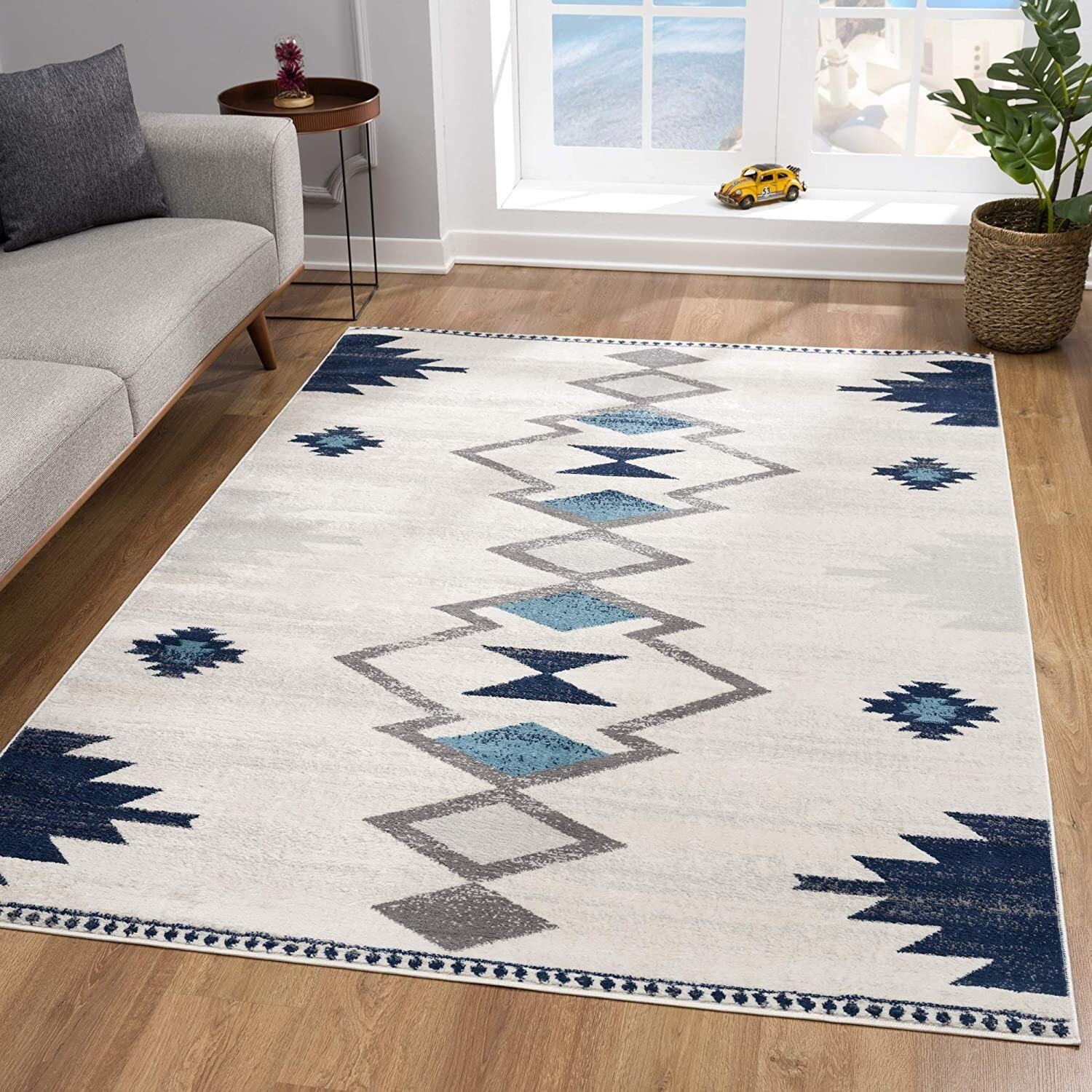 2 X 4 Navy And Ivory Tribal Pattern Area Rug