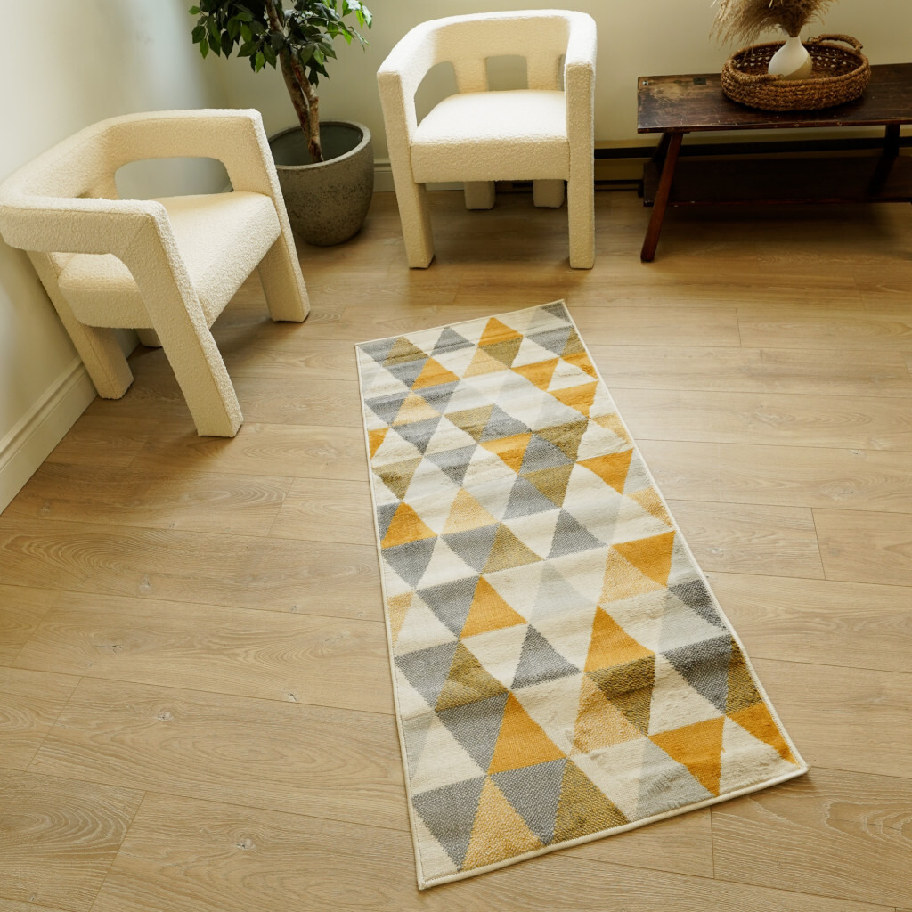 2 X 4 Yellow Triangular Lattice Area Rug