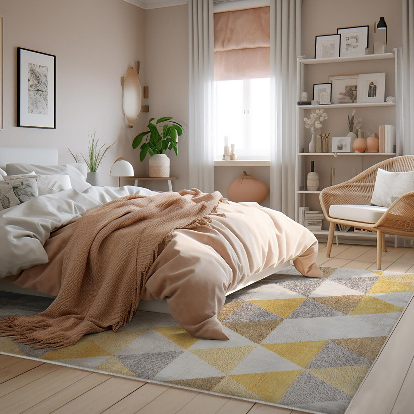 8 X 11 Yellow Triangular Lattice Area Rug
